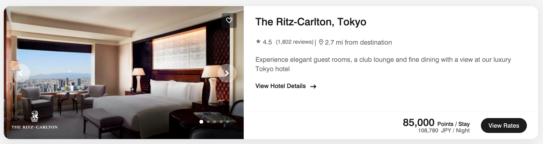 Ritz Carlton Tokyo points price Ritz Carlton Tokyo points price