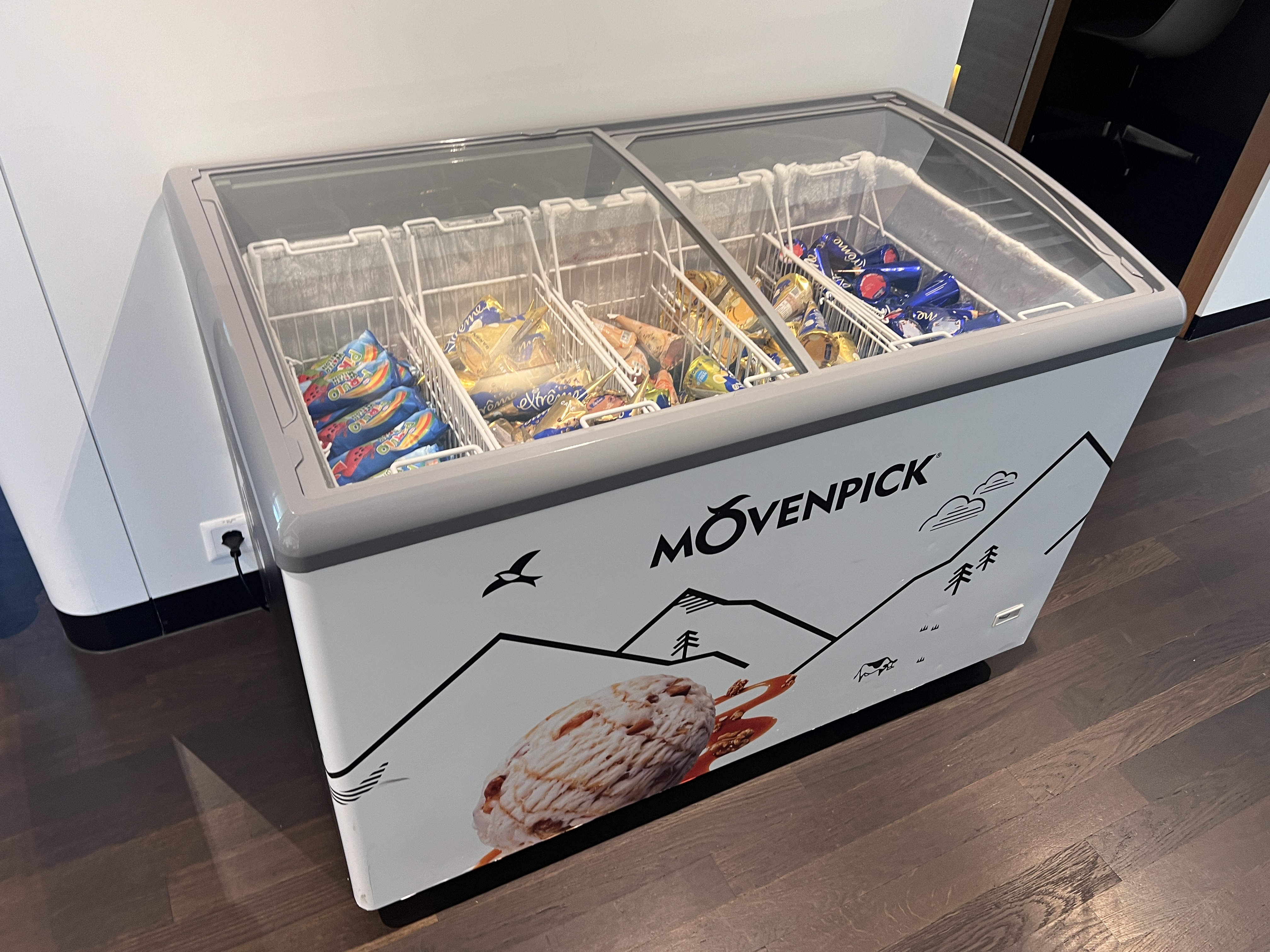 Swiss Business Class Lounge Zurich ice cream freezer Swiss Business Class Lounge Zurich ice cream freezer