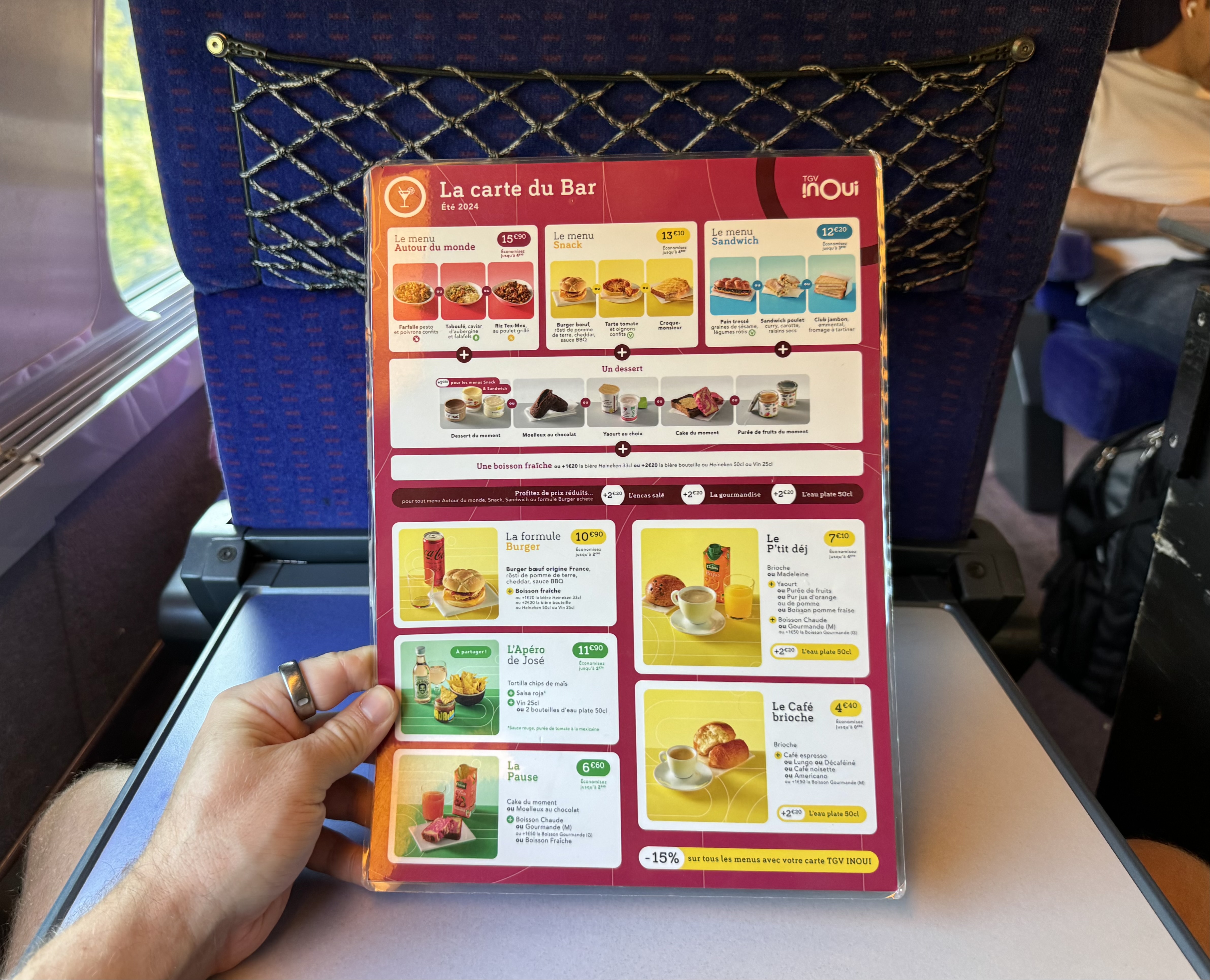 TGV First Class Menu