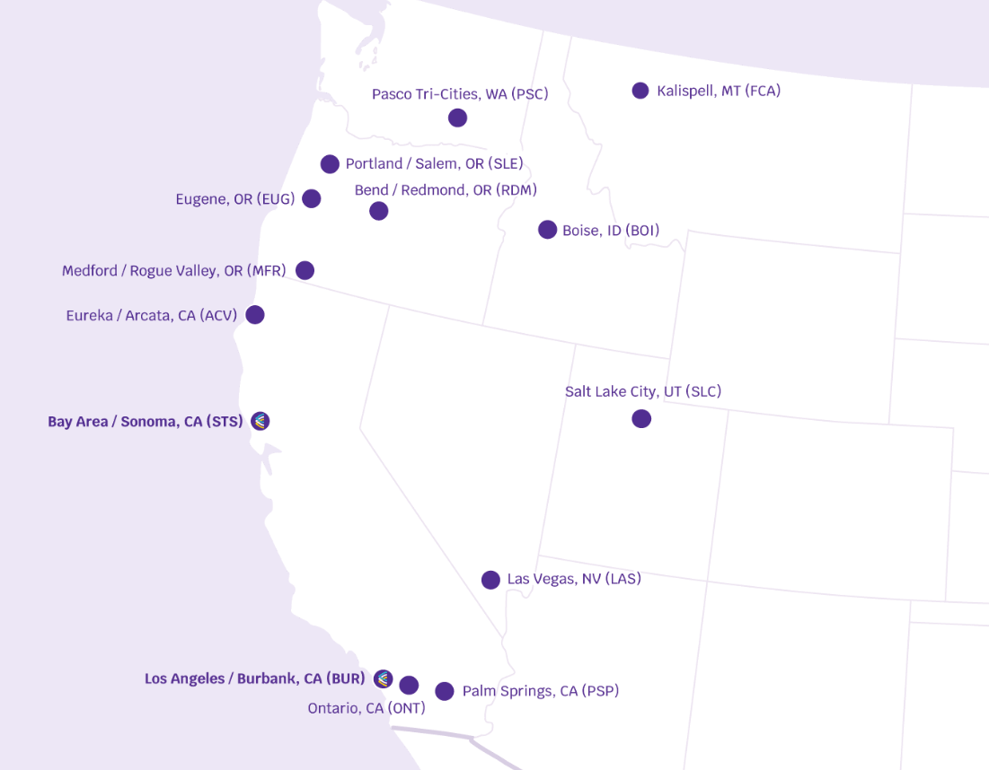 Avelo Airlines West Coast airports Avelo Airlines West Coast airports
