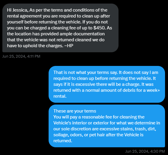 Avis Twitter conversation about cleaning fee Avis Twitter conversation about cleaning fee