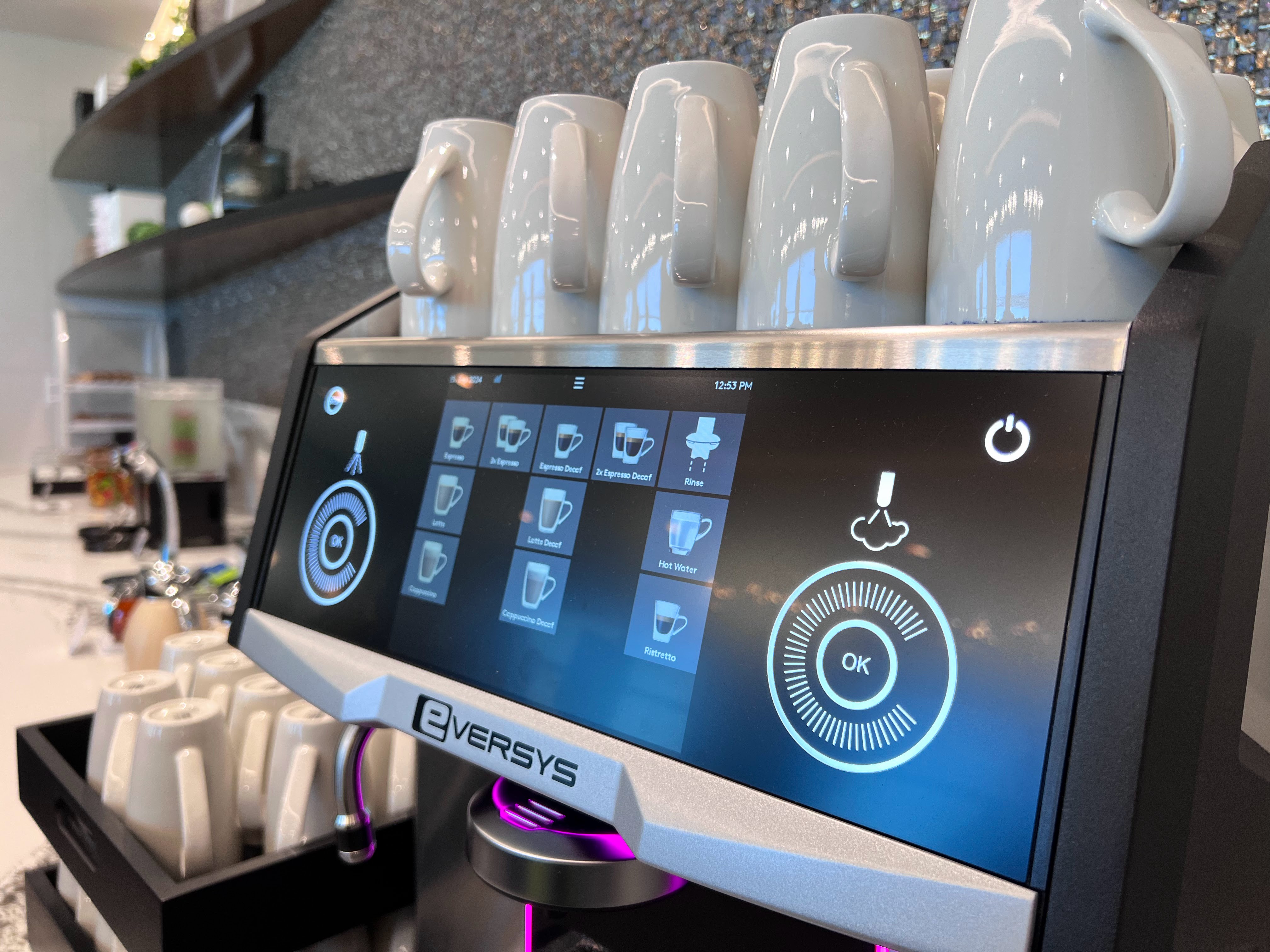 Coffee machine at Midway Airport lounge Coffee machine at Midway Airport lounge