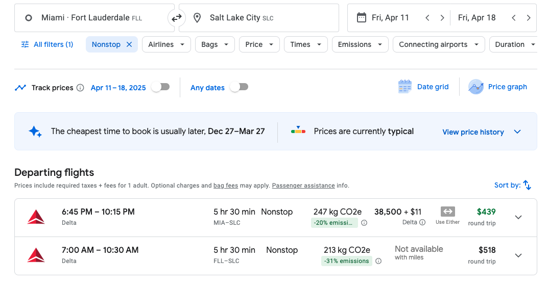 Delta MIAFLL to SLC Screenshot Delta MIAFLL to SLC Screenshot