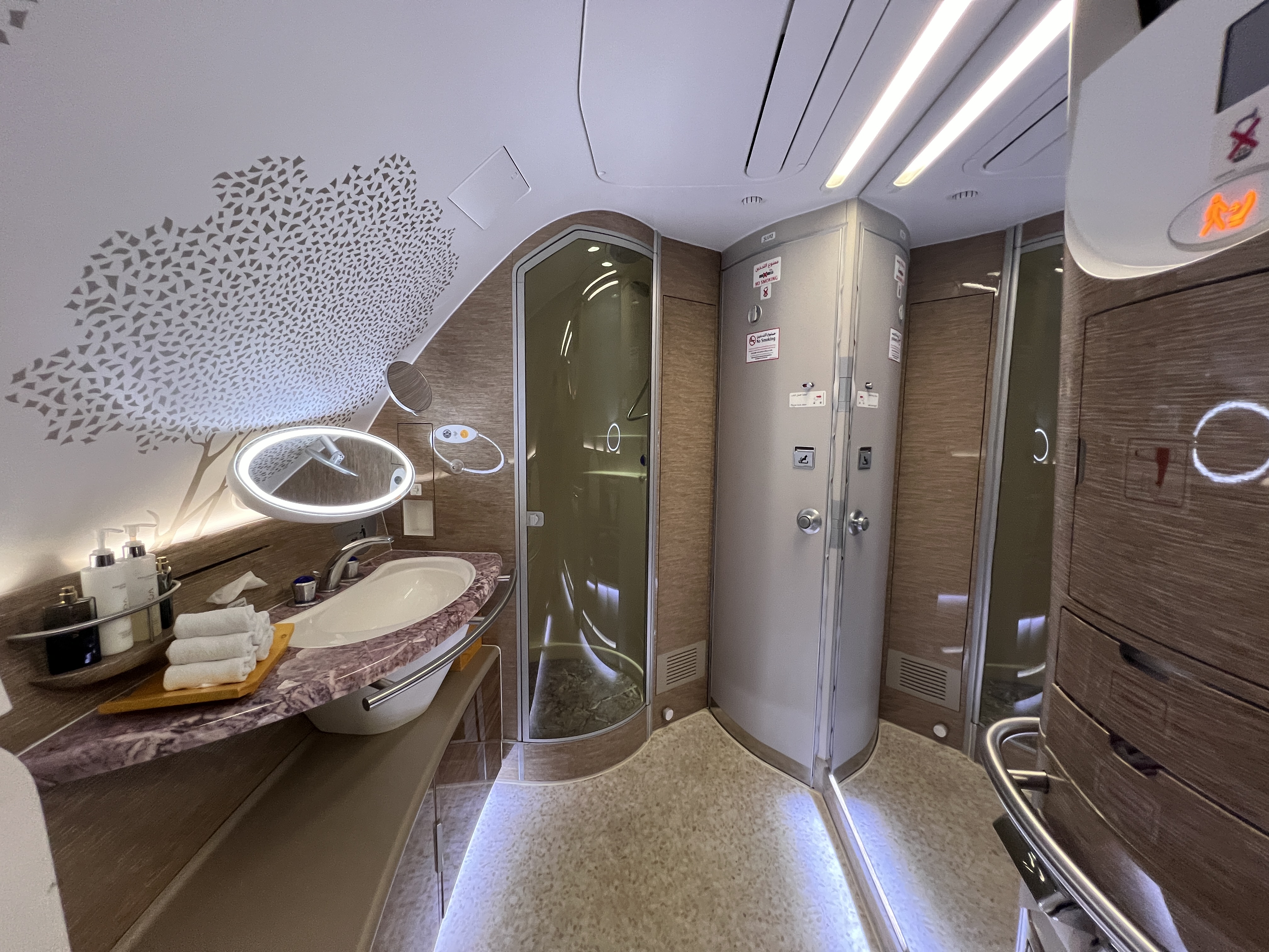 Emirates First A380 bathroom shower spa Emirates First A380 bathroom shower spa