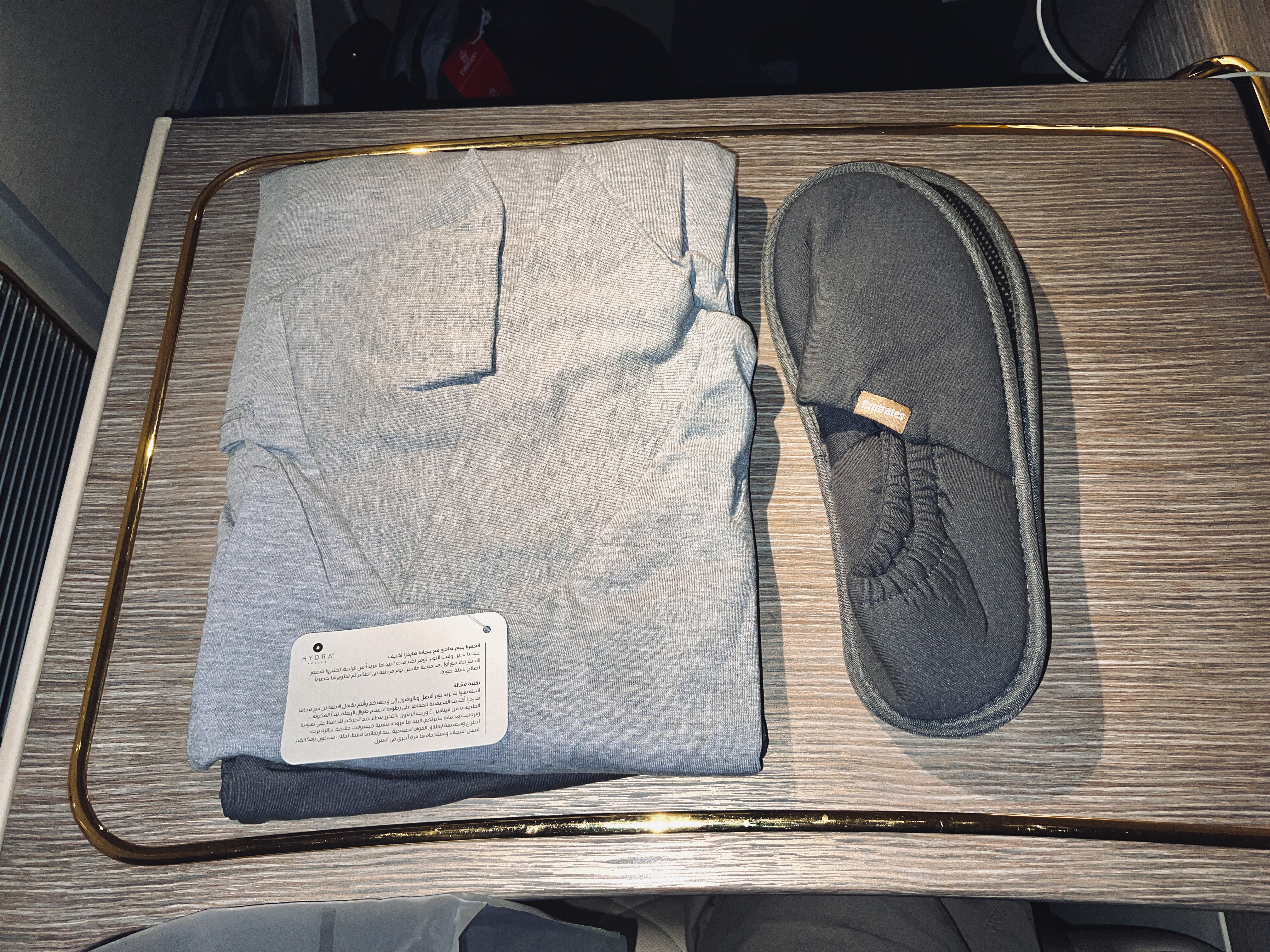Emirates First A380 pajamas and slippers Emirates First A380 pajamas and slippers