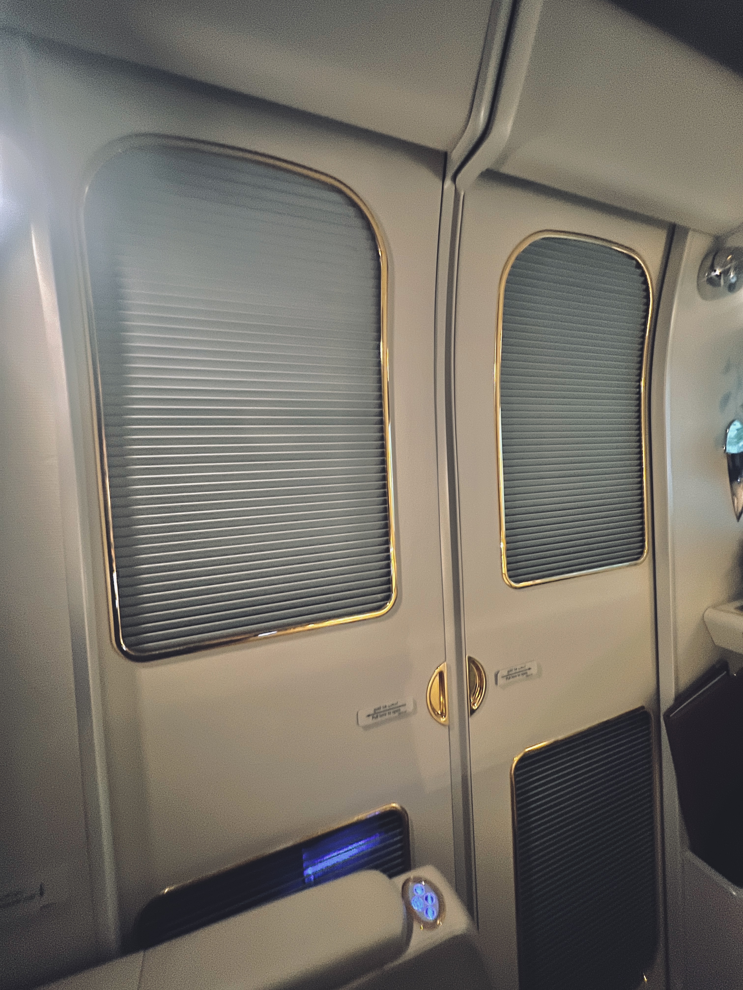 Emirates First A380 seat door closed Emirates First A380 seat door closed
