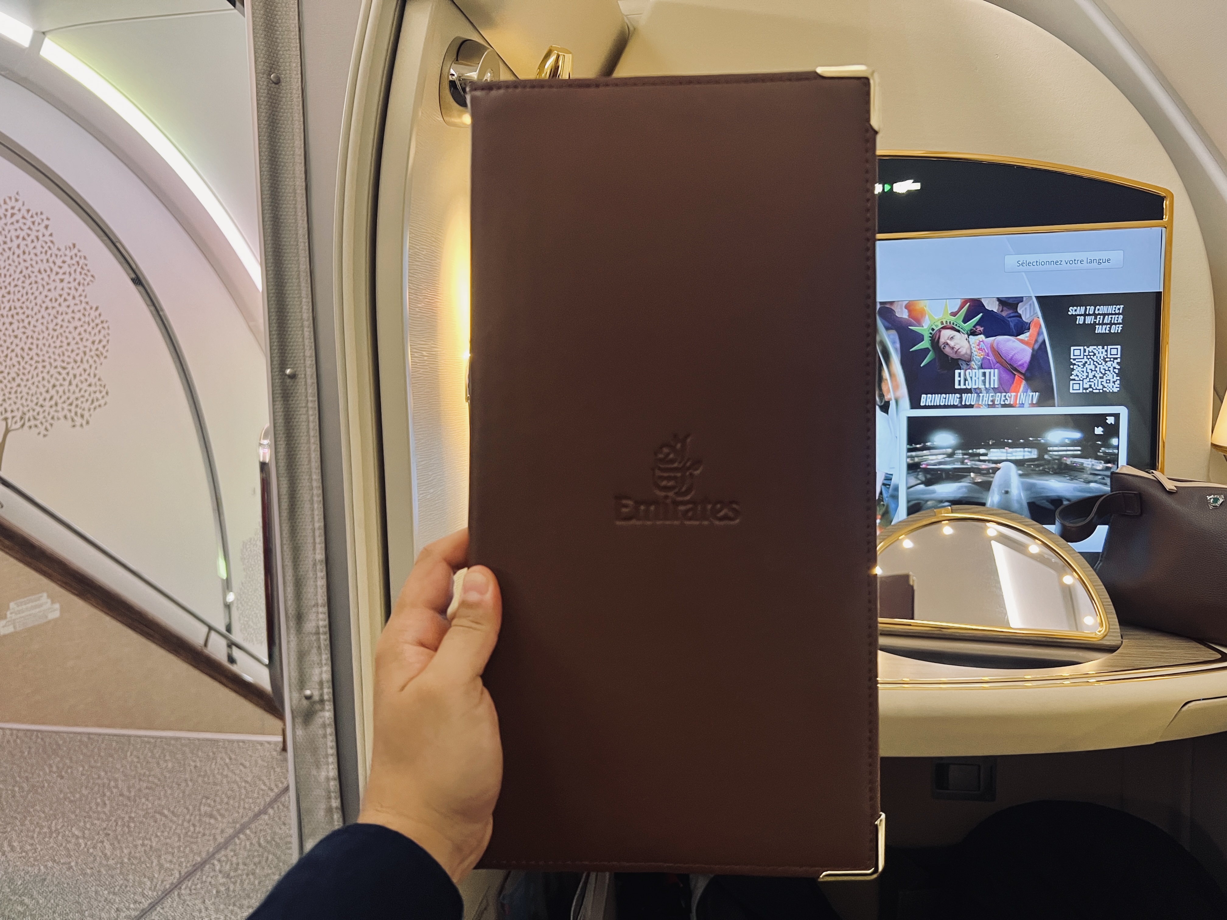 Emirates first class menu binder Emirates first class menu binder