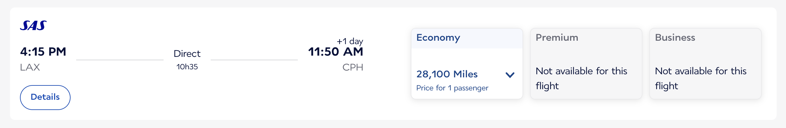 Flying Blue award SAS LAX CPH economy Flying Blue award SAS LAX CPH economy