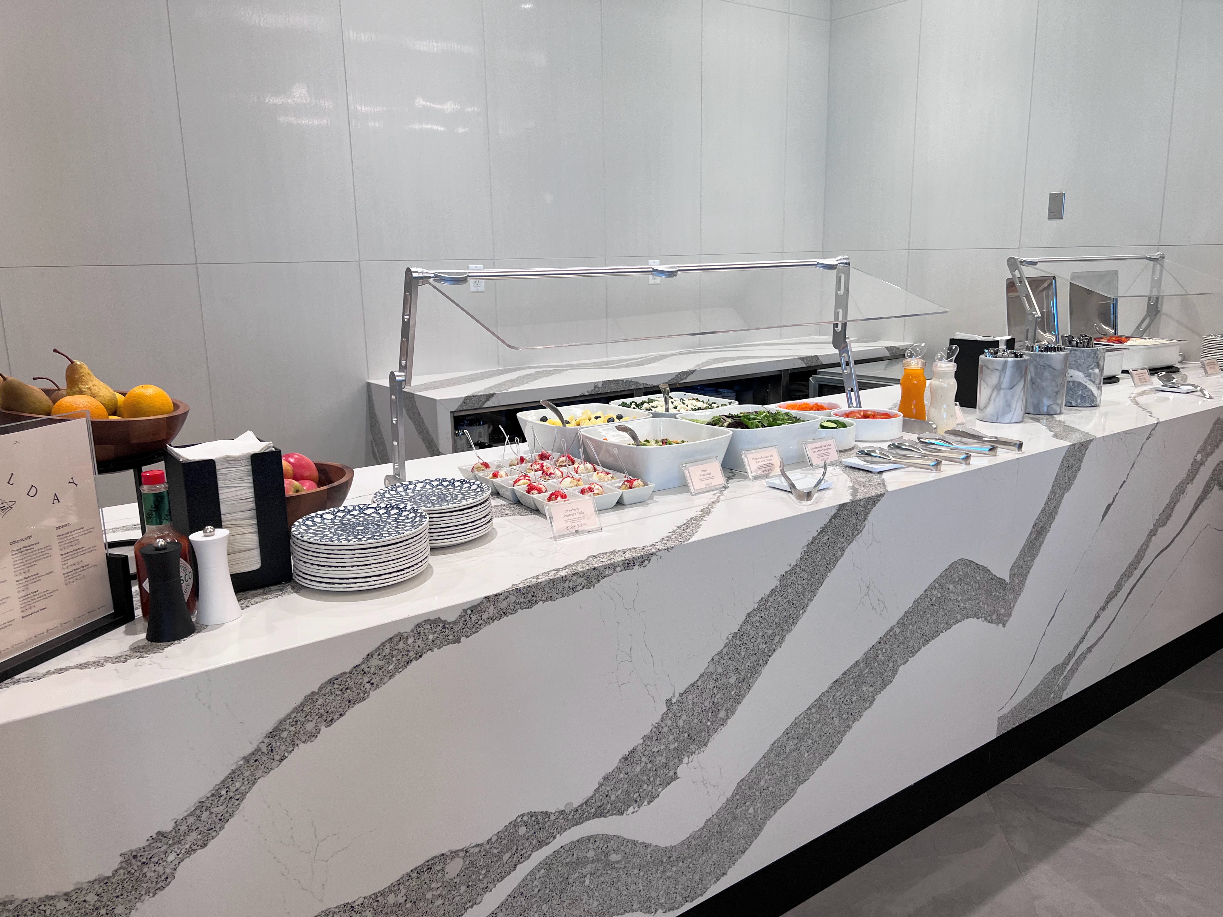 Hot and cold buffet at Midway Airport lounge Hot and cold buffet at Midway Airport lounge
