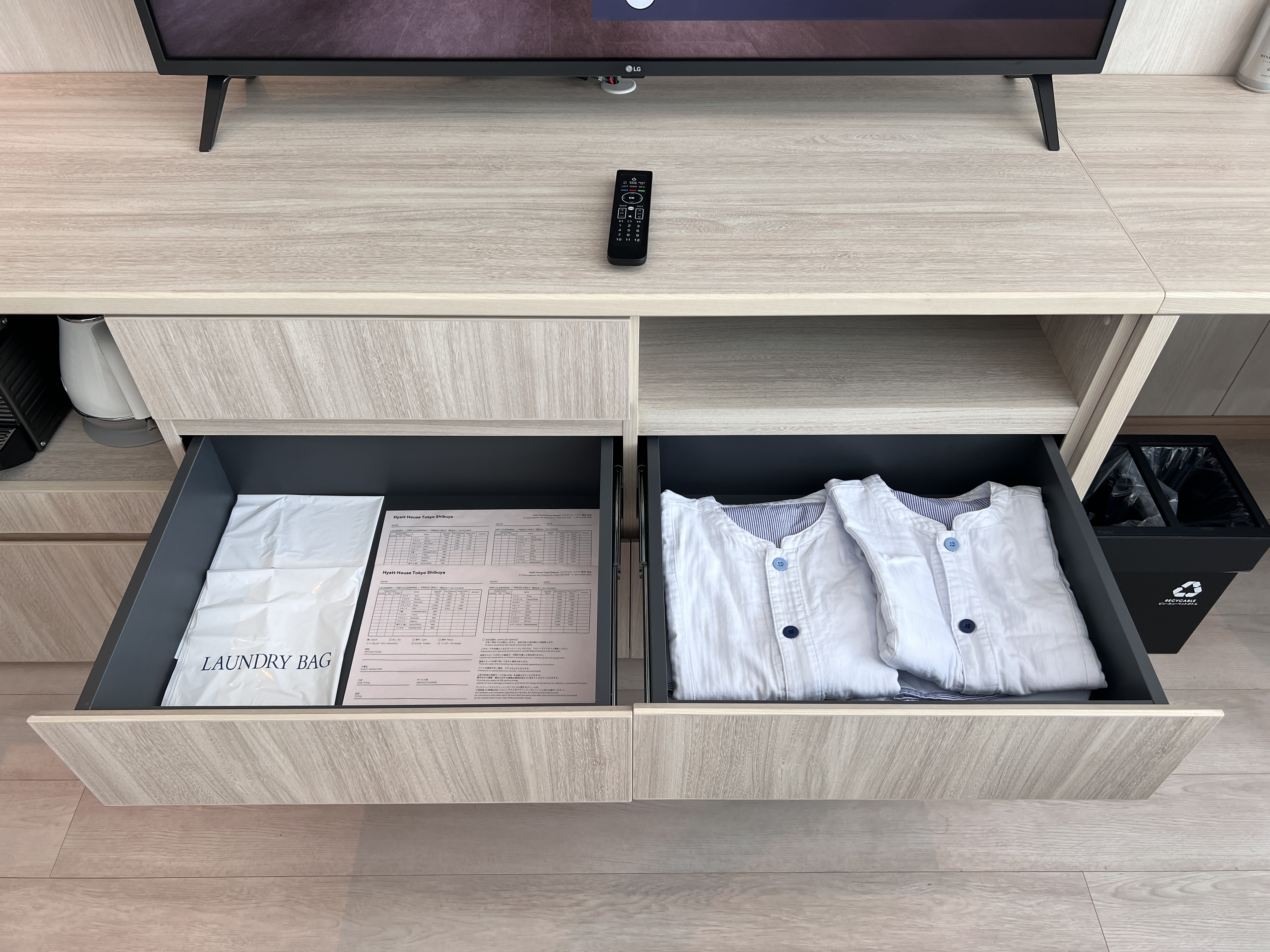 Hyatt House Tokyo Shibuya drawers and pajamas Hyatt House Tokyo Shibuya drawers and pajamas