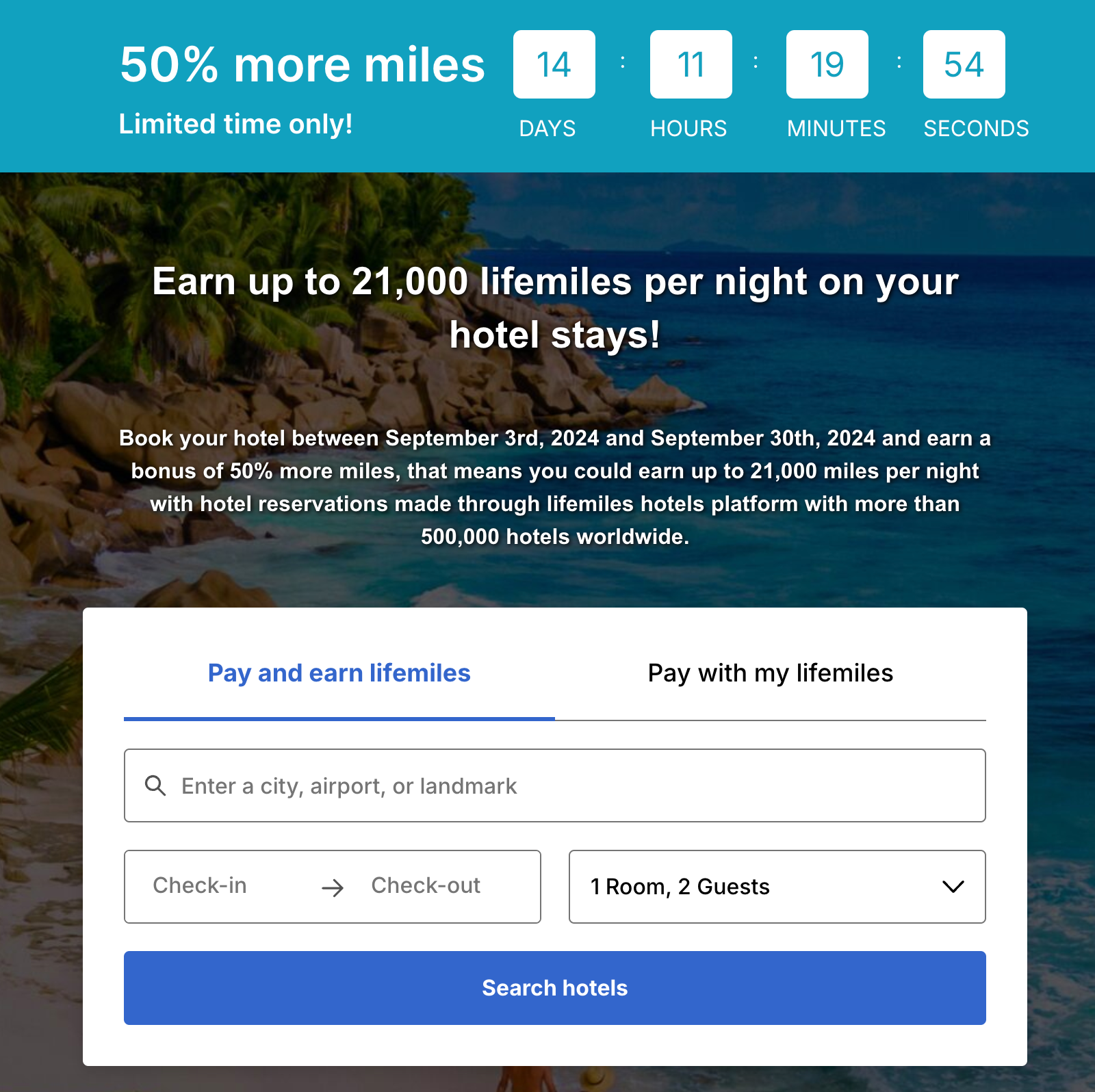 LifeMiles Hotels double miles promotion July 2024 LifeMiles Hotels 50