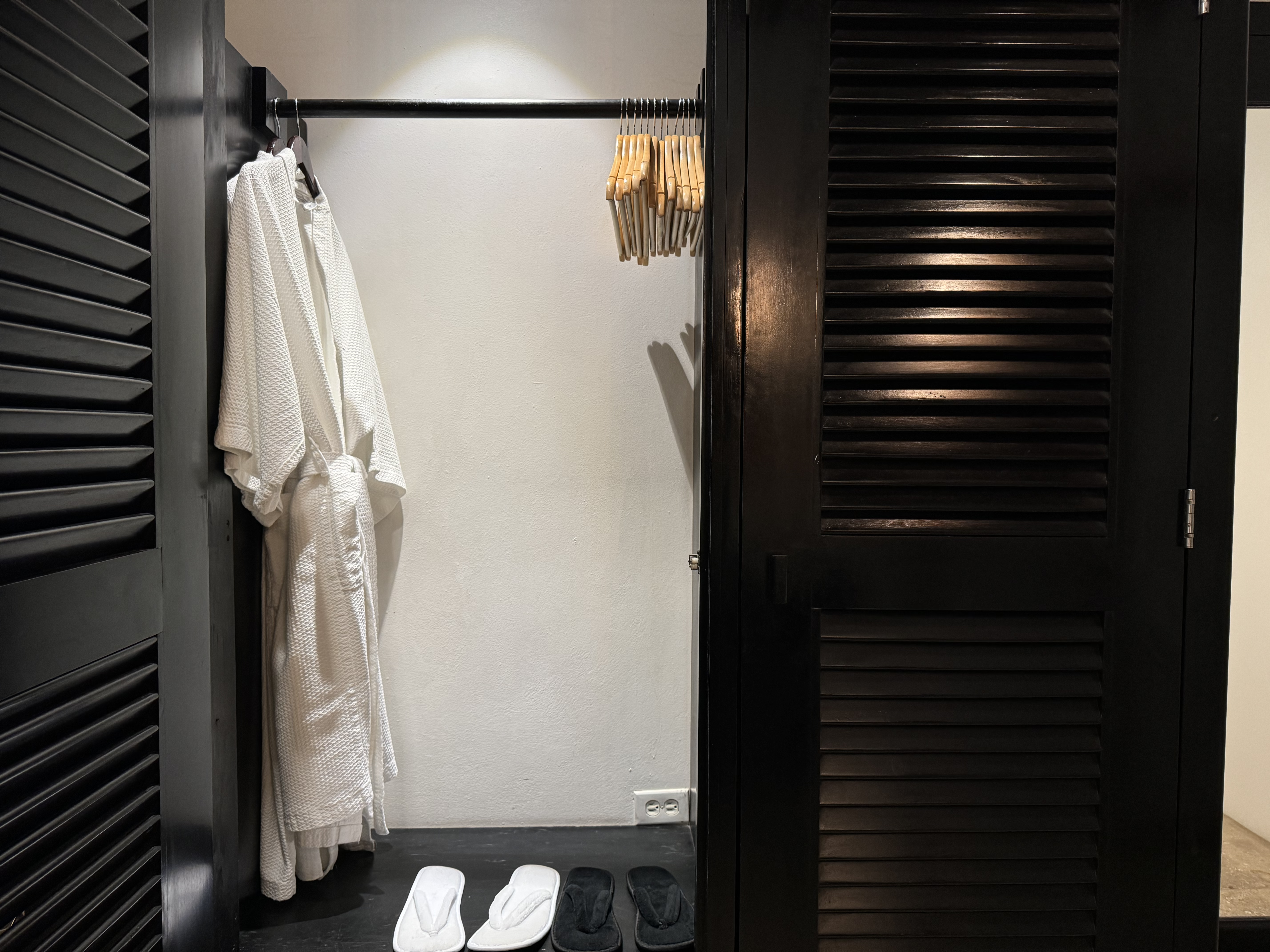 Matachica Resort Belize Mr Mrs Smith bathroom closet open Matachica Resort Belize Mr Mrs Smith bathroom closet open