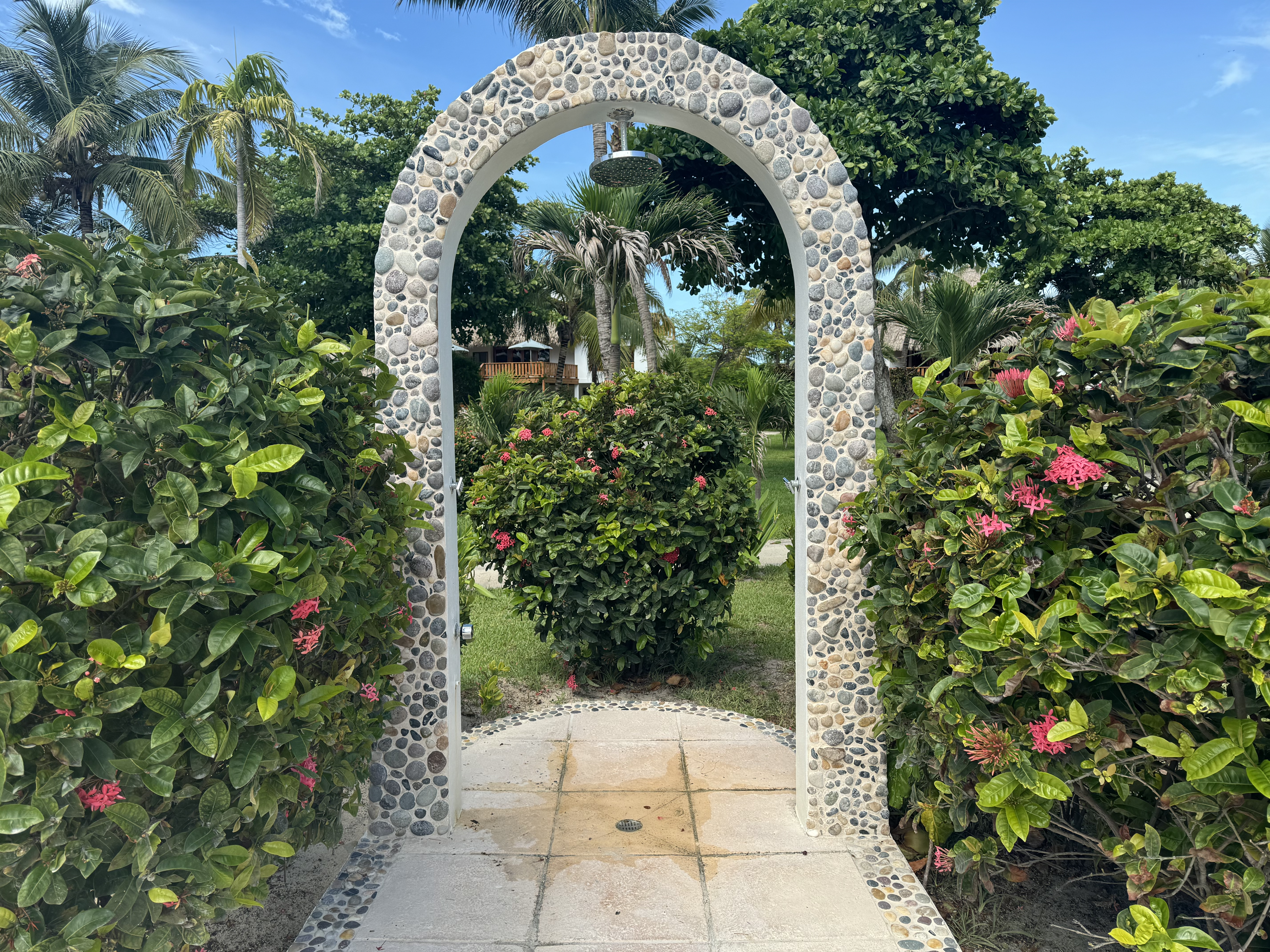 Matachica Resort Belize Mr Mrs Smith pool shower Matachica Resort Belize Mr Mrs Smith pool shower
