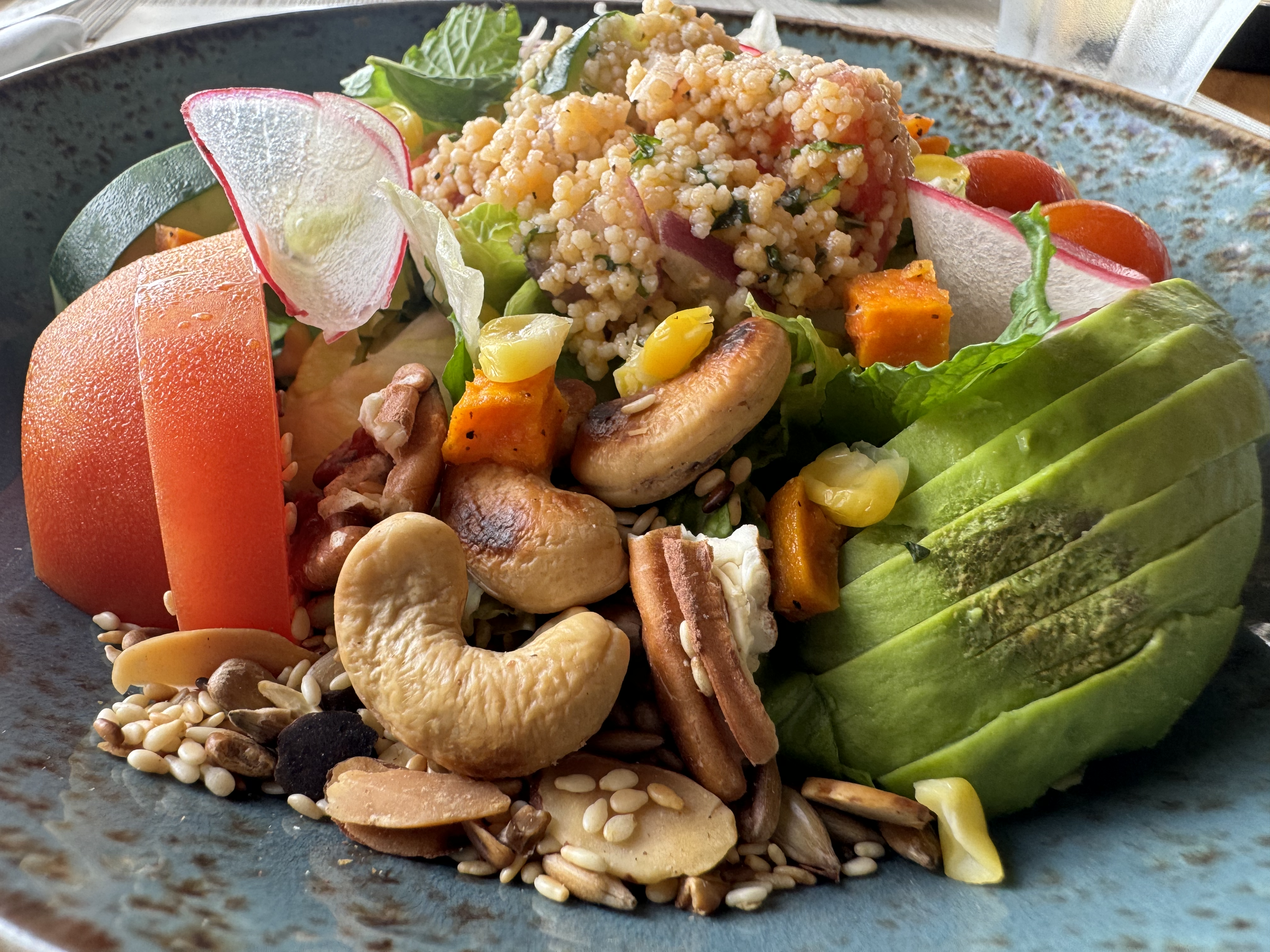 Matachica Resort Belize Mr Mrs Smith restaurant salad Matachica Resort Belize Mr Mrs Smith restaurant salad