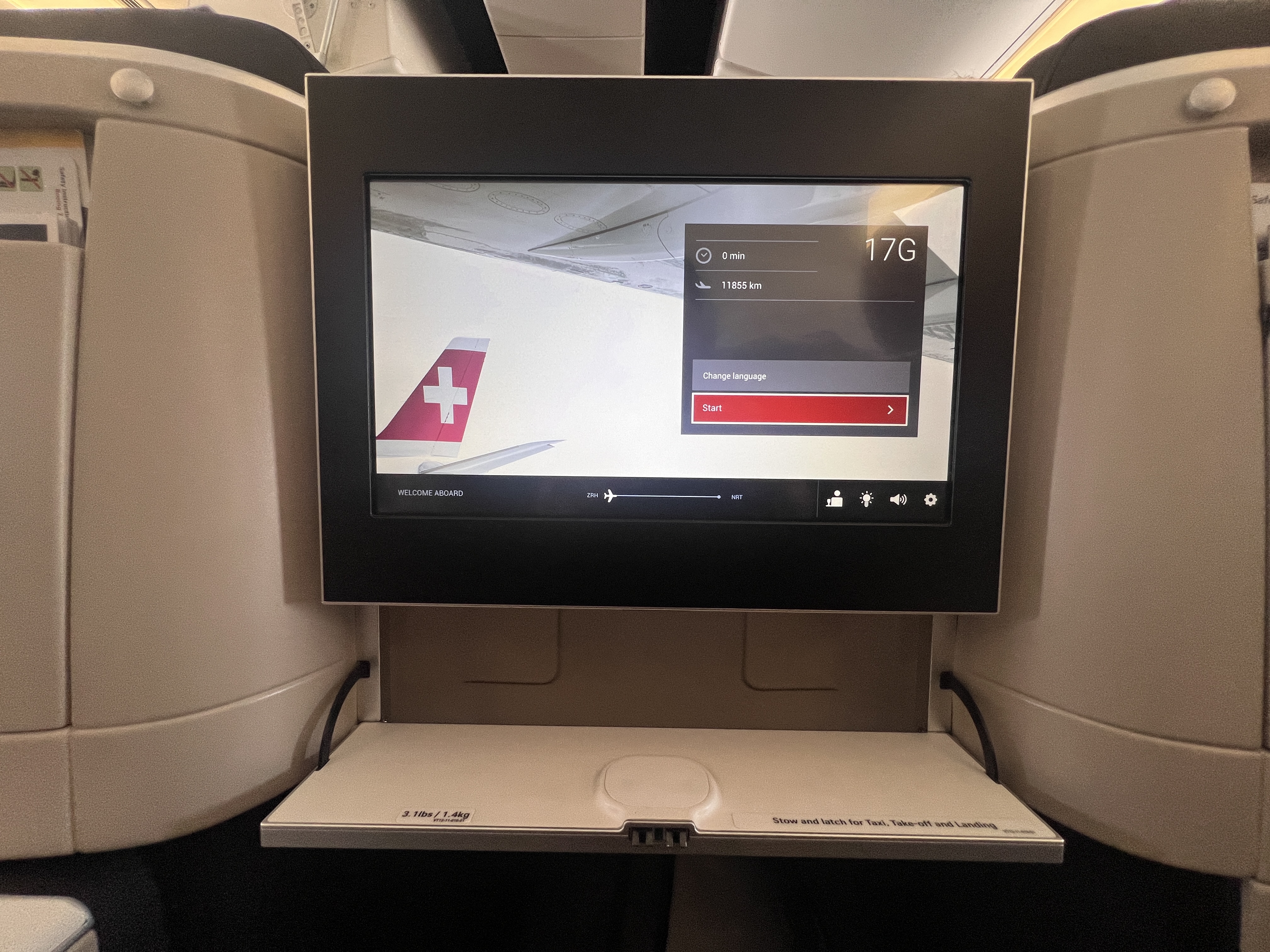 Swiss 777 business class IFE screen Swiss 777 business class IFE screen