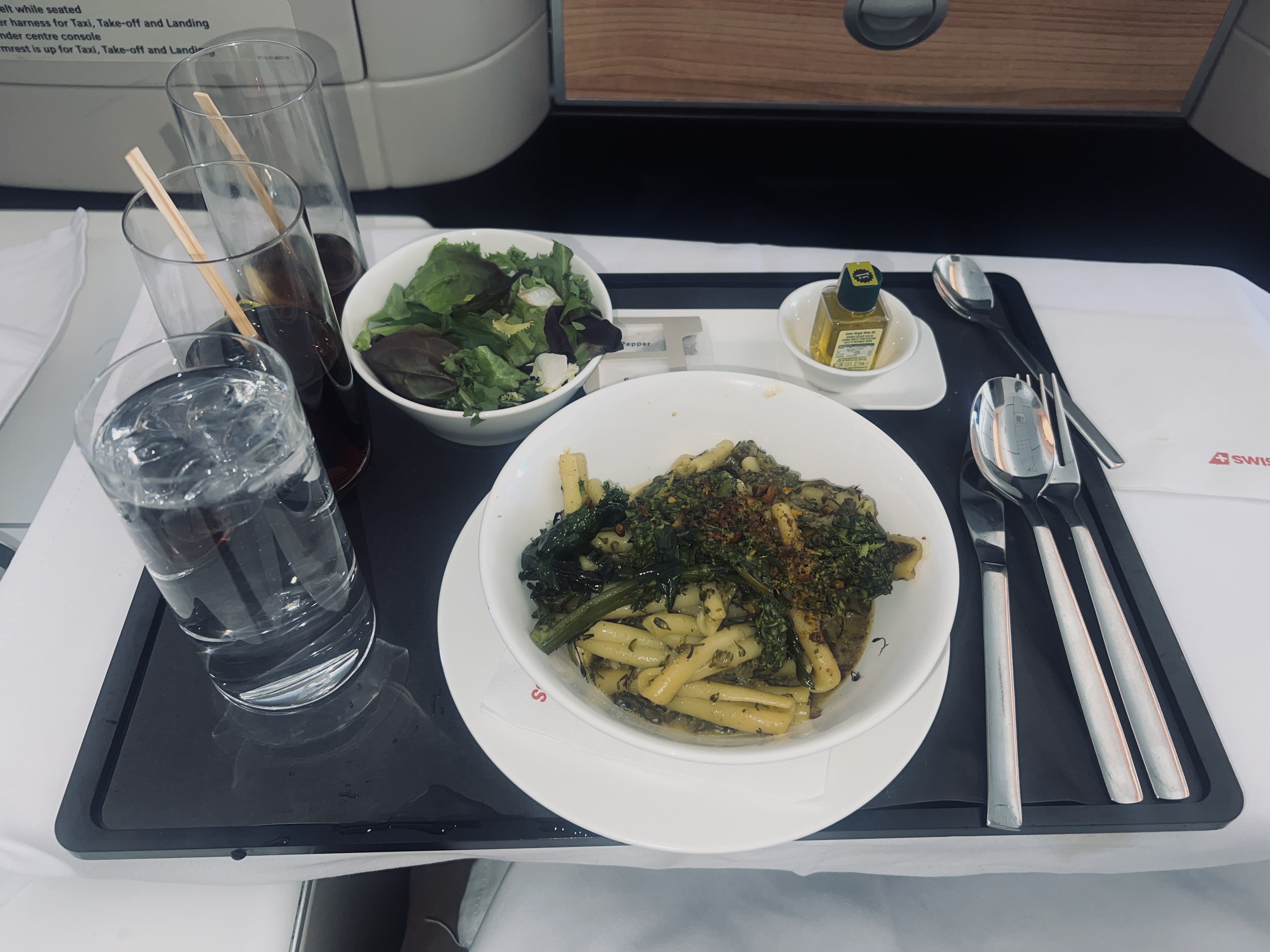 Swiss 777 business class main course Swiss 777 business class main course