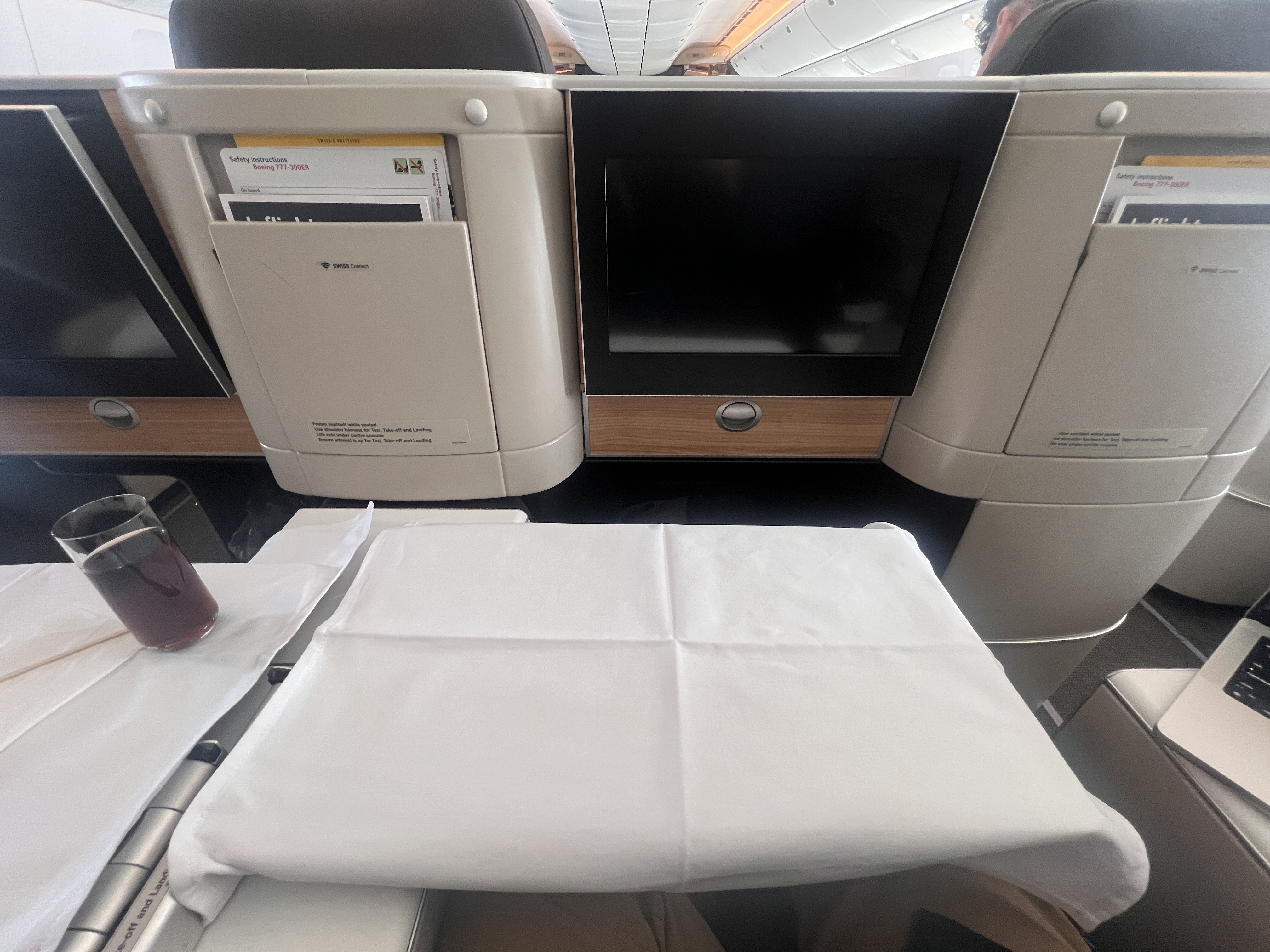 Swiss 777 business class tray table cover Swiss 777 business class tray table cover