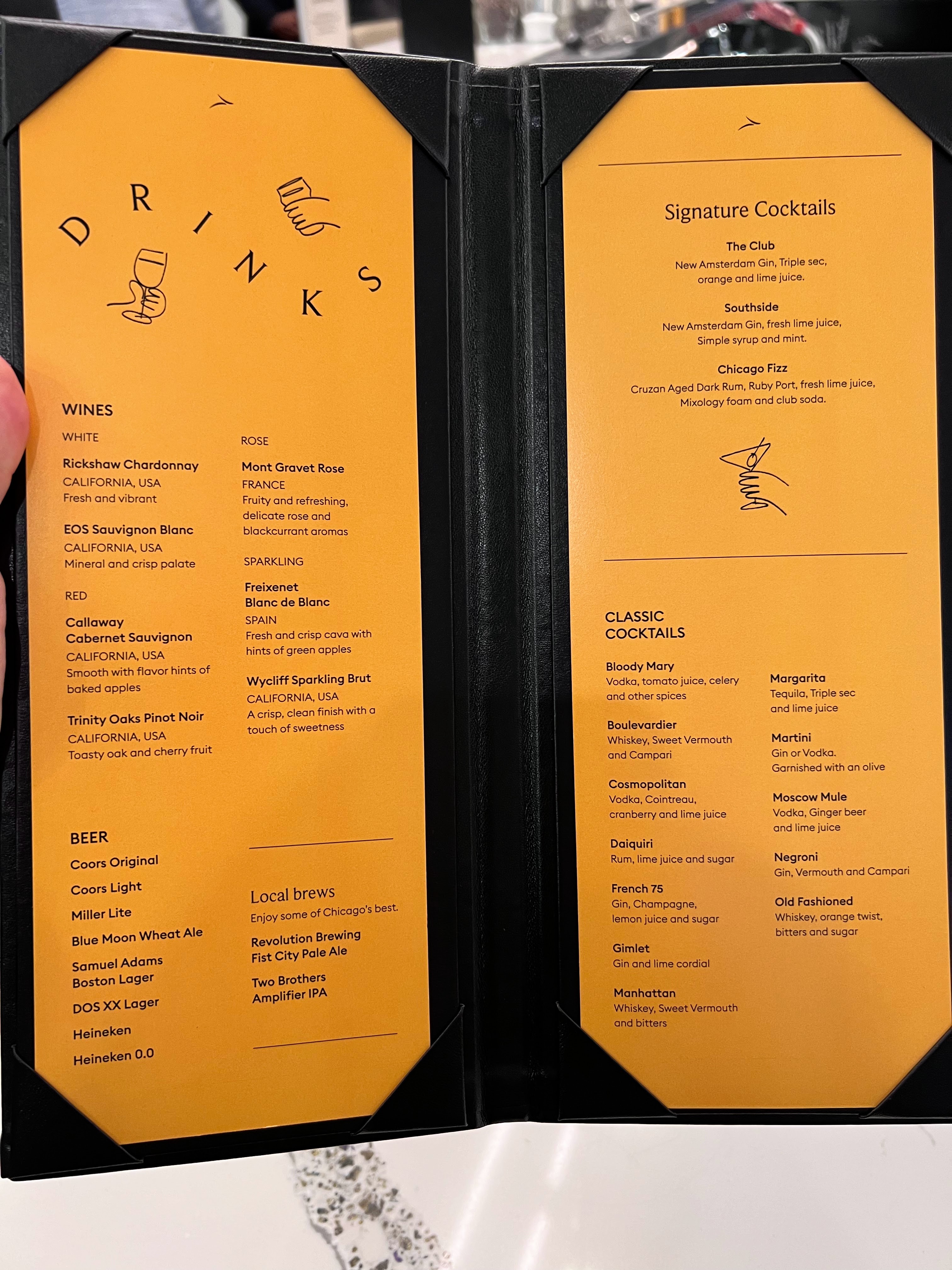 The Club MDW bar menu The Club MDW bar menu