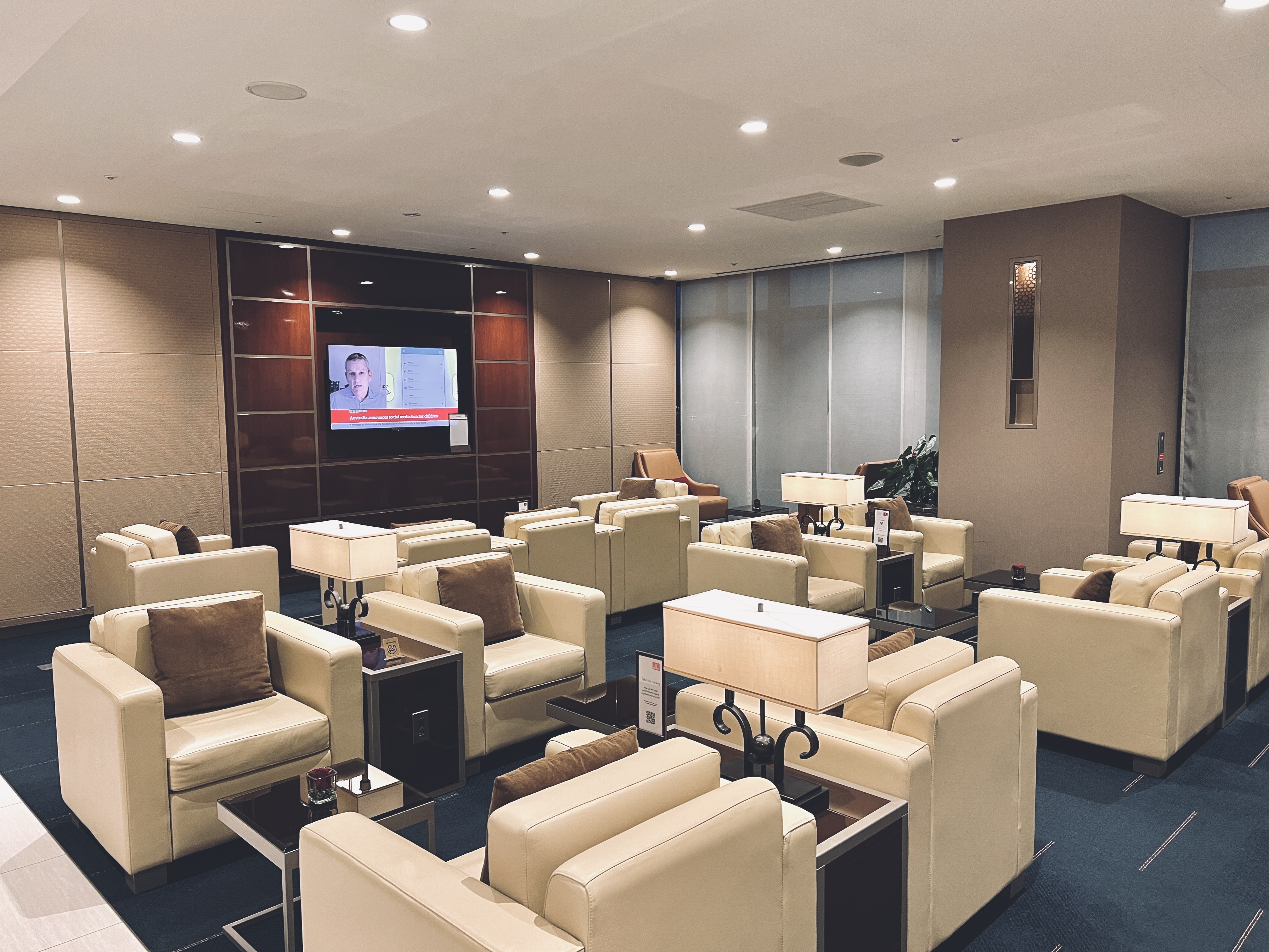 The Emirates Lounge Narita NRT tv seating area The Emirates Lounge Narita NRT tv seating area