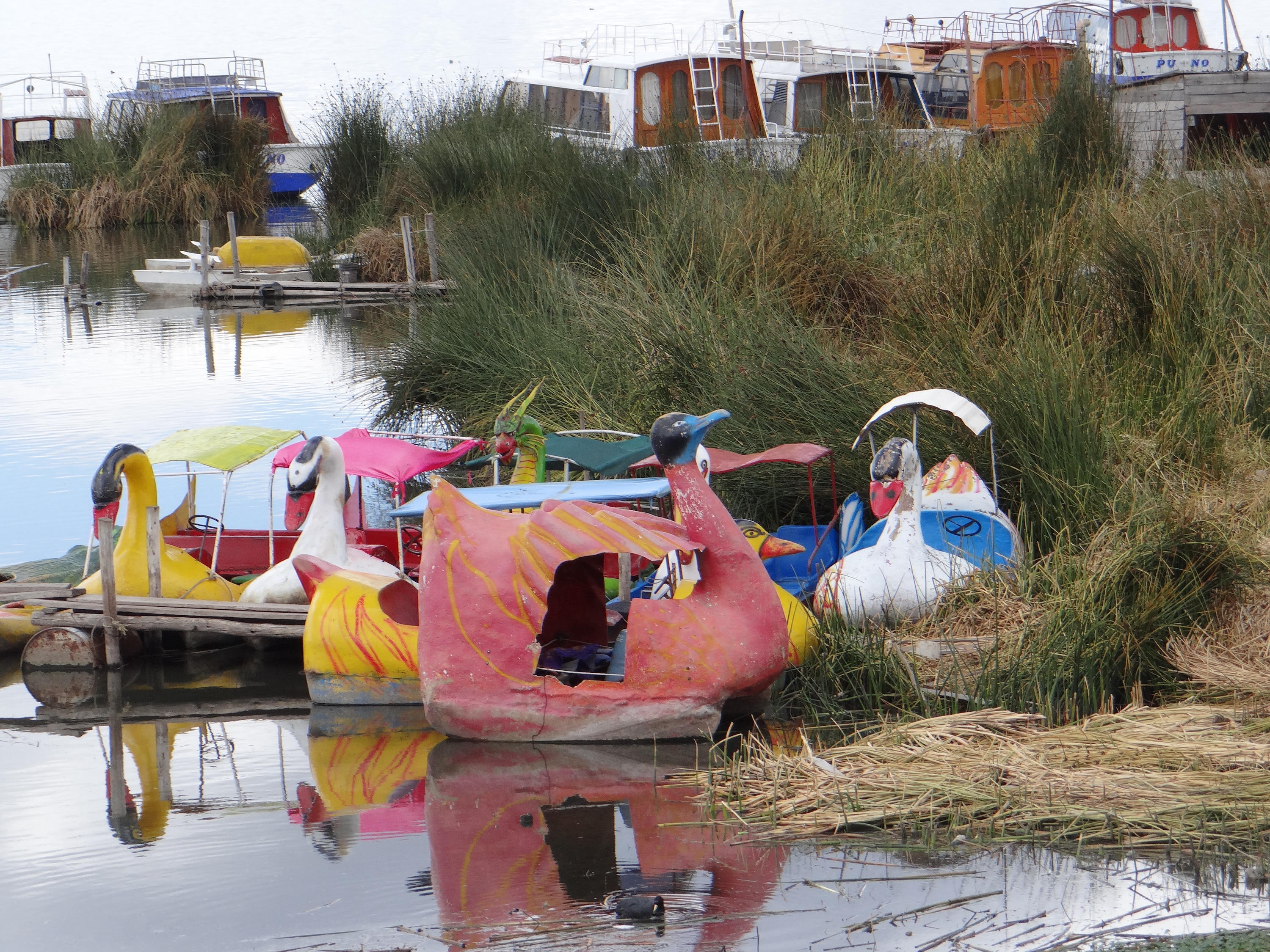 Trash at the side of Lake Titicaca Puno Peru Trash at the side of Lake Titicaca Puno Peru