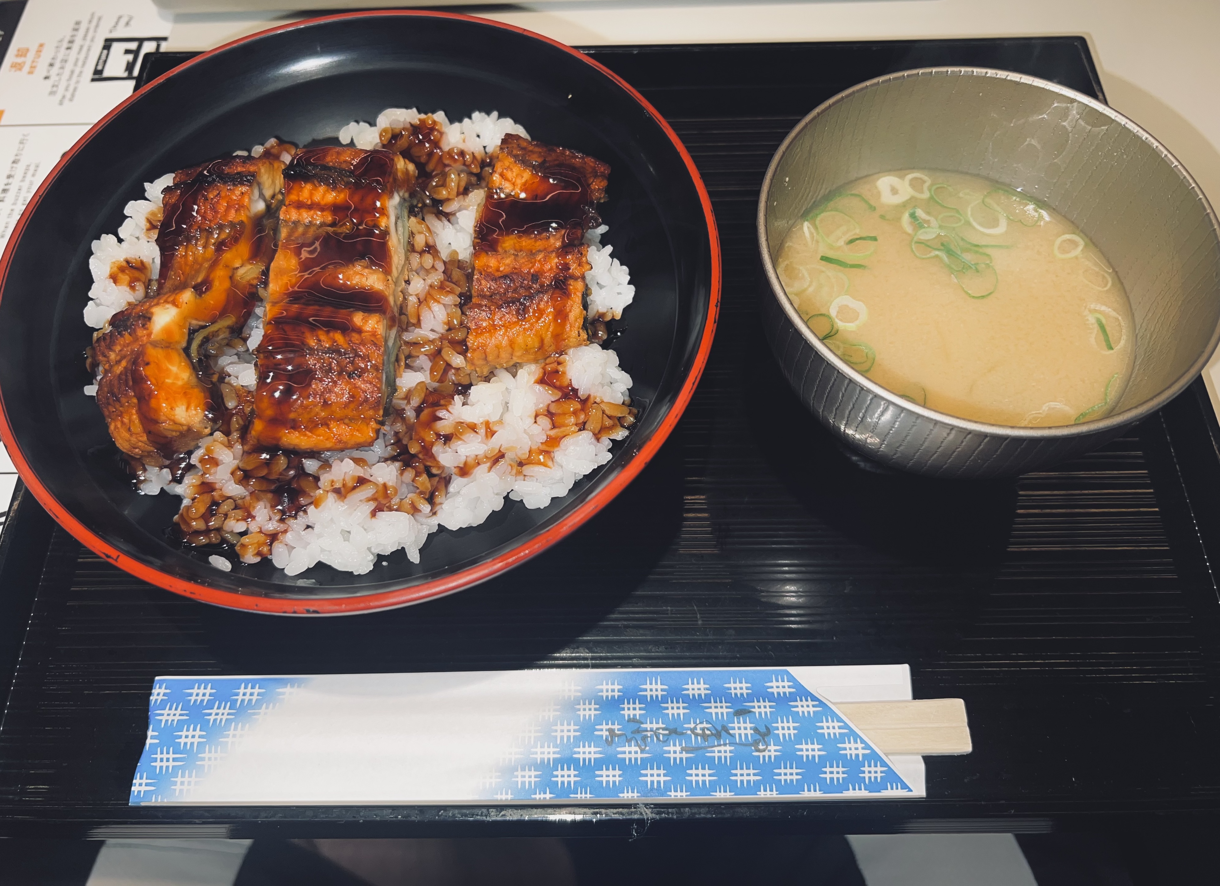 eel rice bowl at Kuromon Market Osaka Japan eel rice bowl at Kuromon Market Osaka Japan