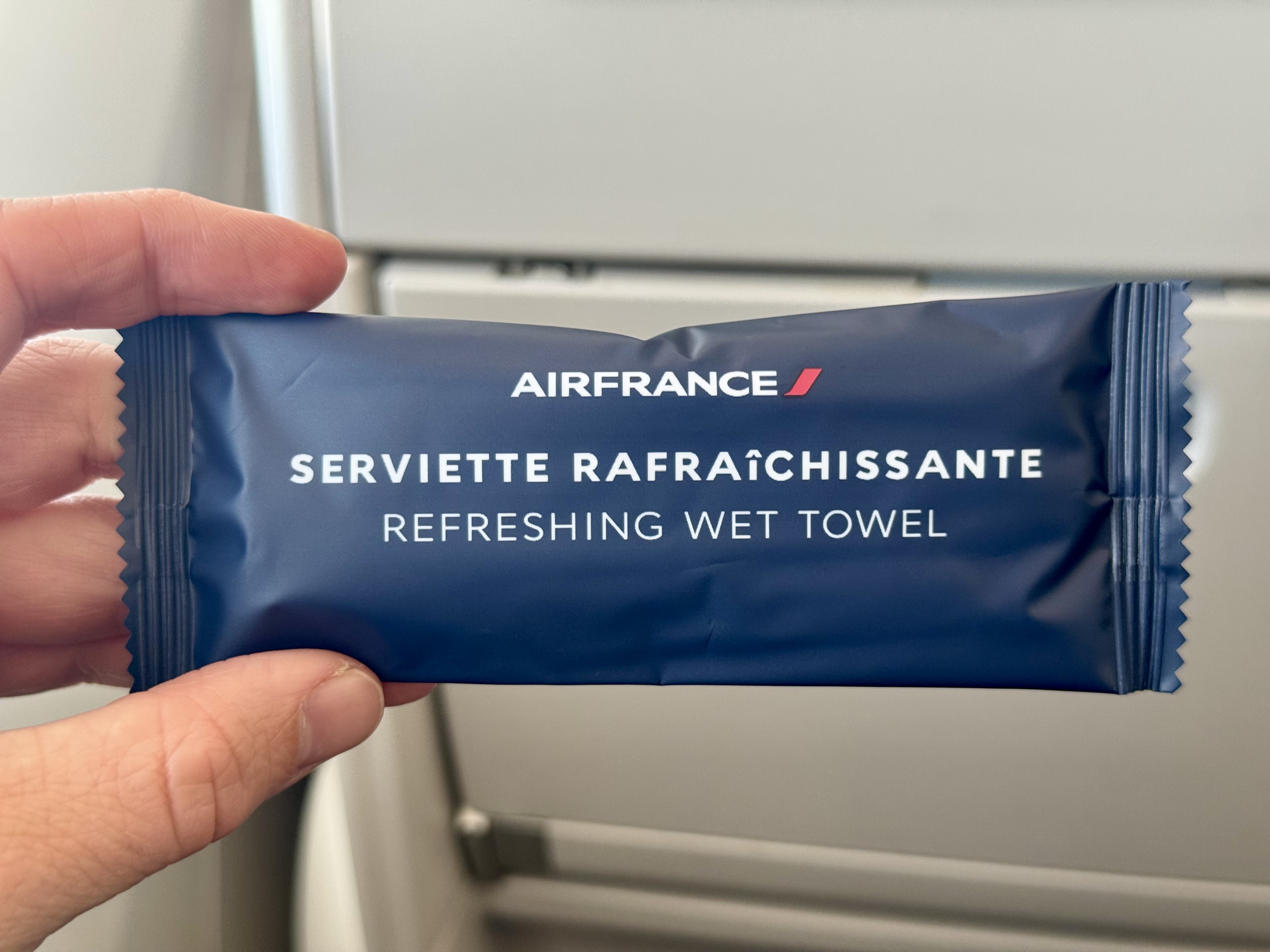 Air France Boeing 789 premium economy refreshing towel Air France Boeing 789 premium economy refreshing towel