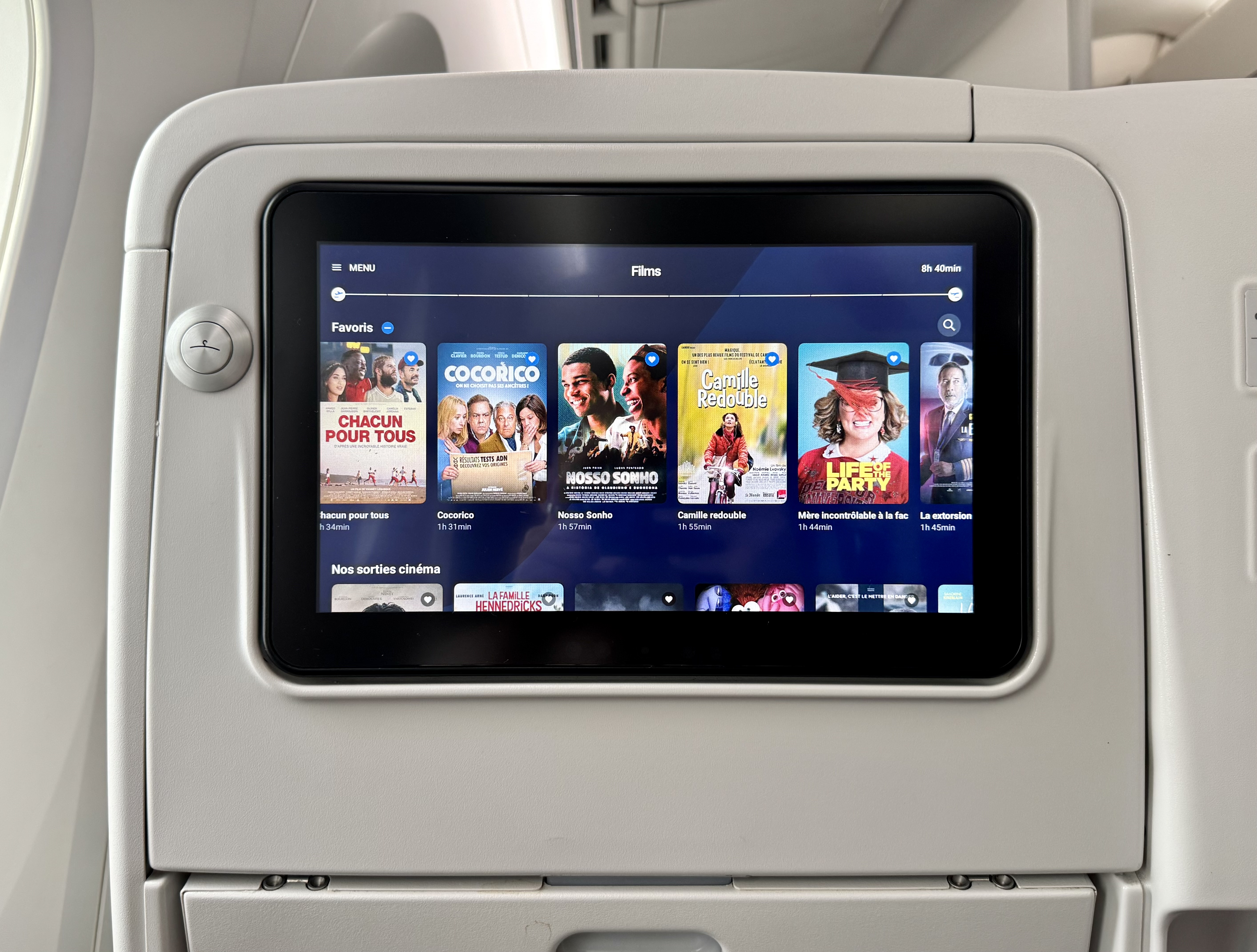 Air France Boeing 789 premium economy seat IFE screen Air France Boeing 789 premium economy seat IFE screen