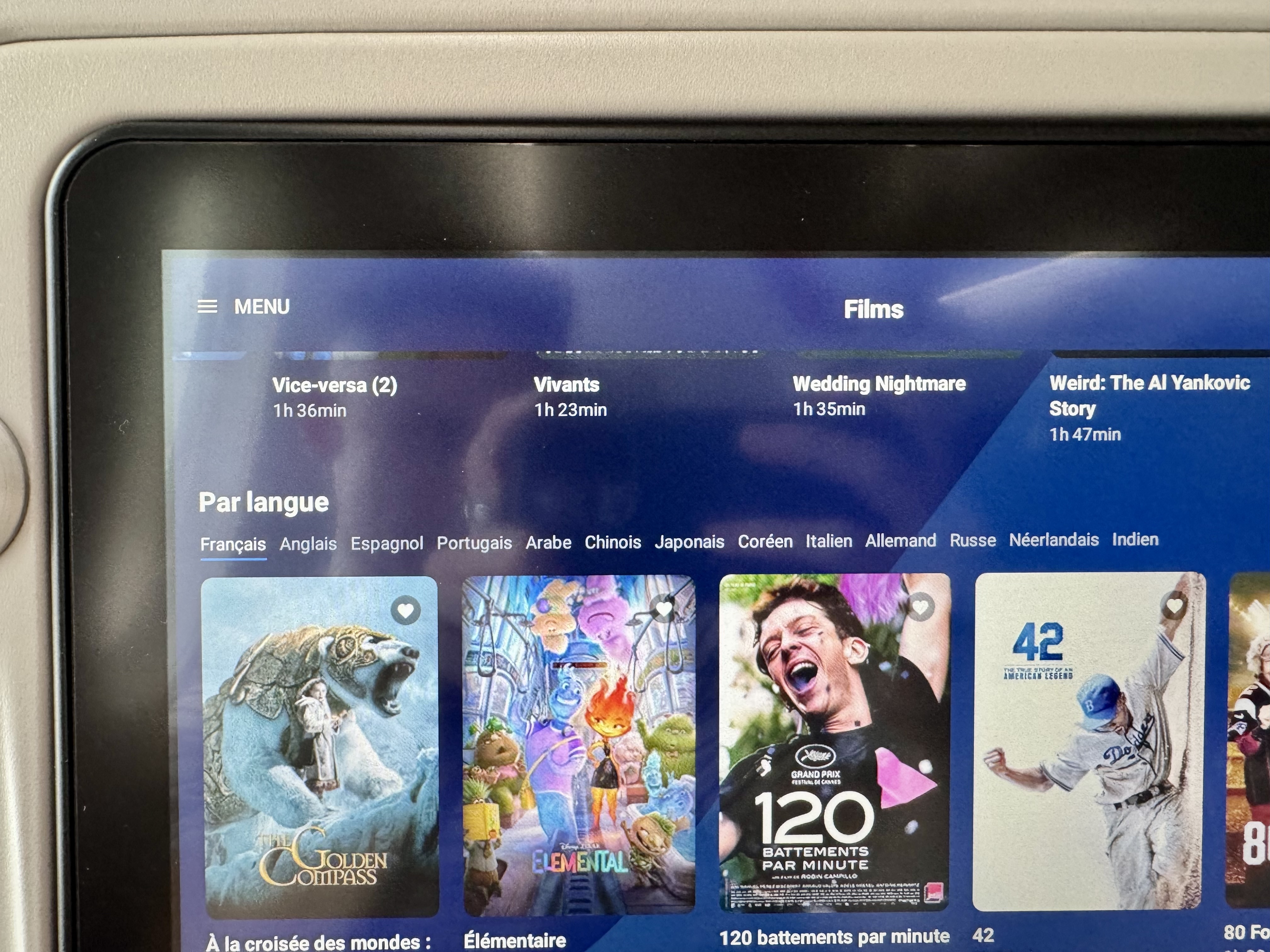 Air France Boeing 789 premium economy seat IFE selection Air France Boeing 789 premium economy seat IFE selection