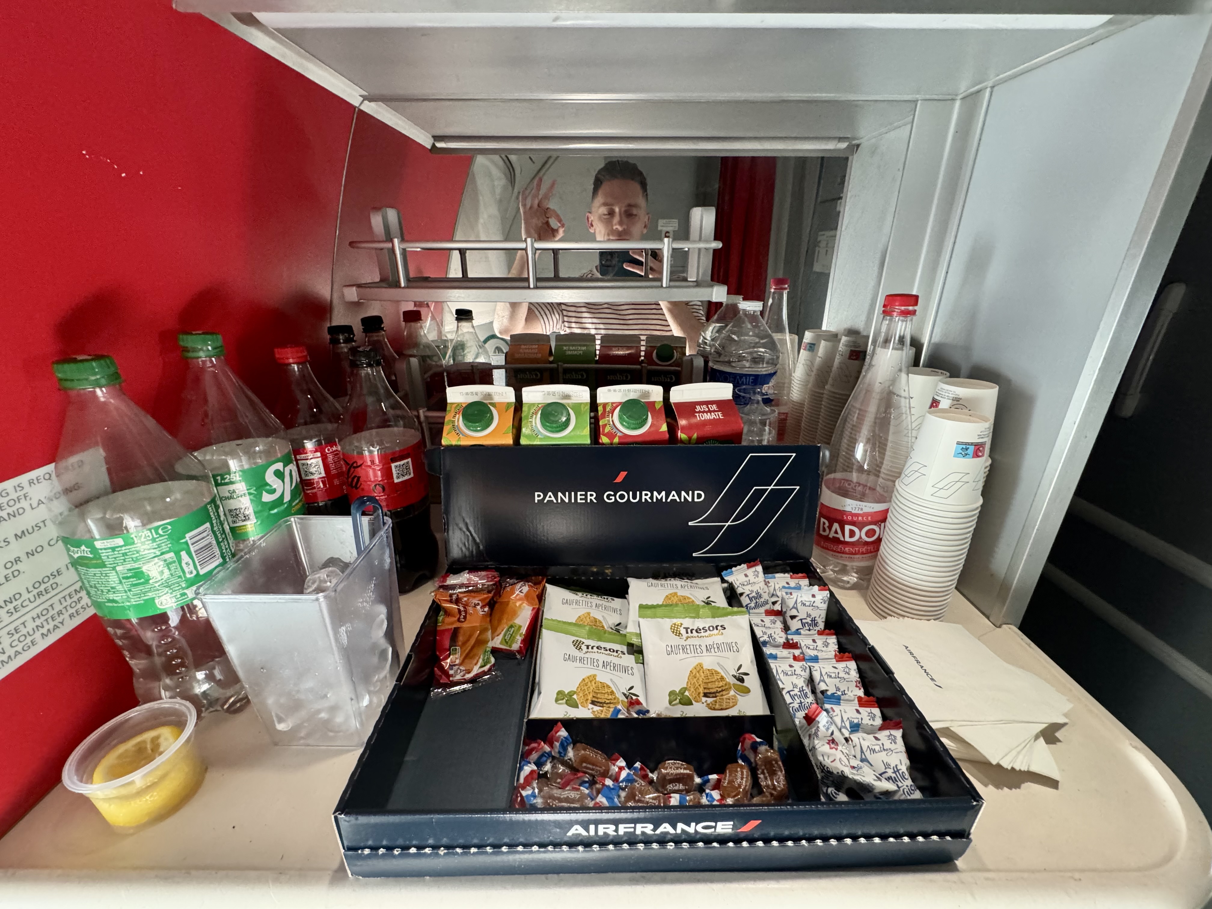 Air France Boeing 789 premium economy snack bar Air France Boeing 789 premium economy snack bar