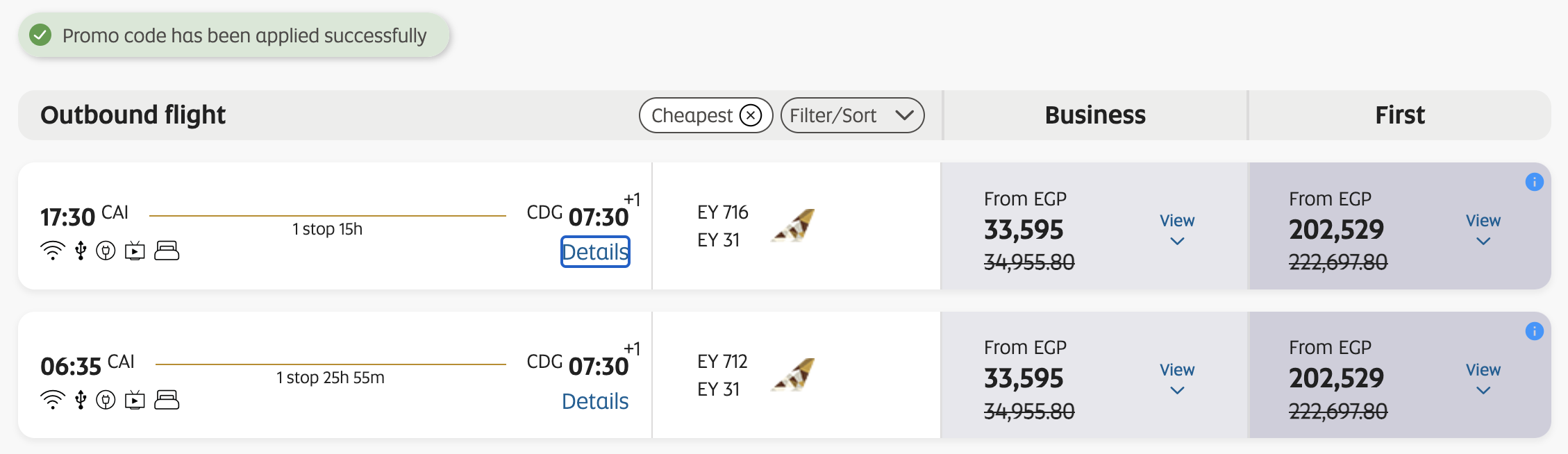 Amex Etihad discount CAI AUH CDG business first class Amex Etihad discount CAI AUH CDG business first class