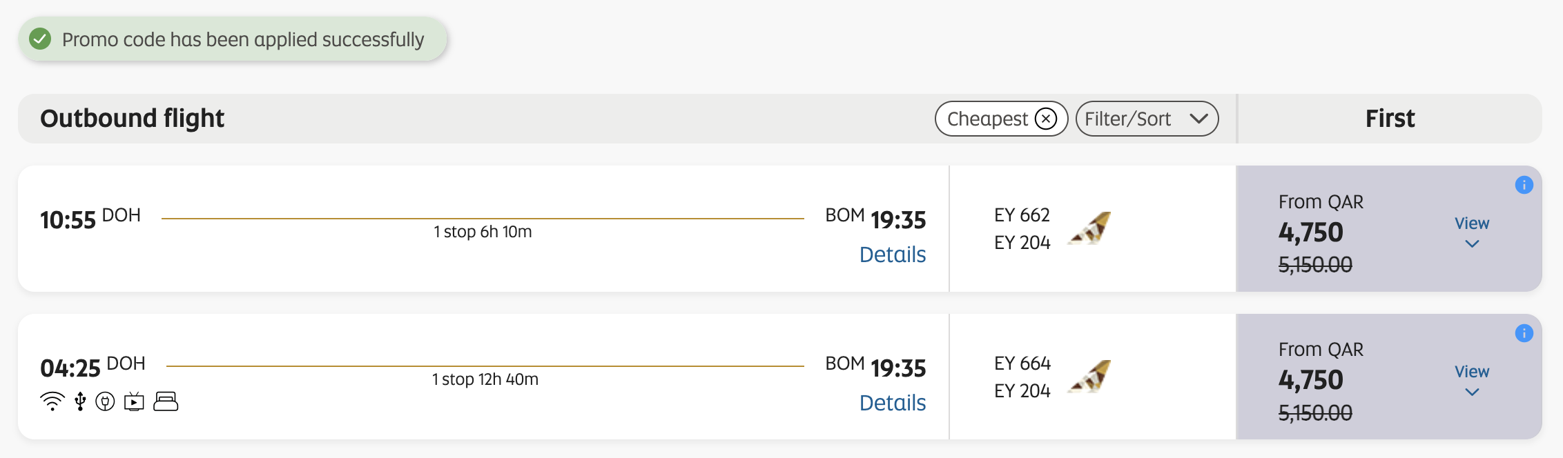 Amex Etihad discount DOH AUH BOM first class options Amex Etihad discount DOH AUH BOM first class options