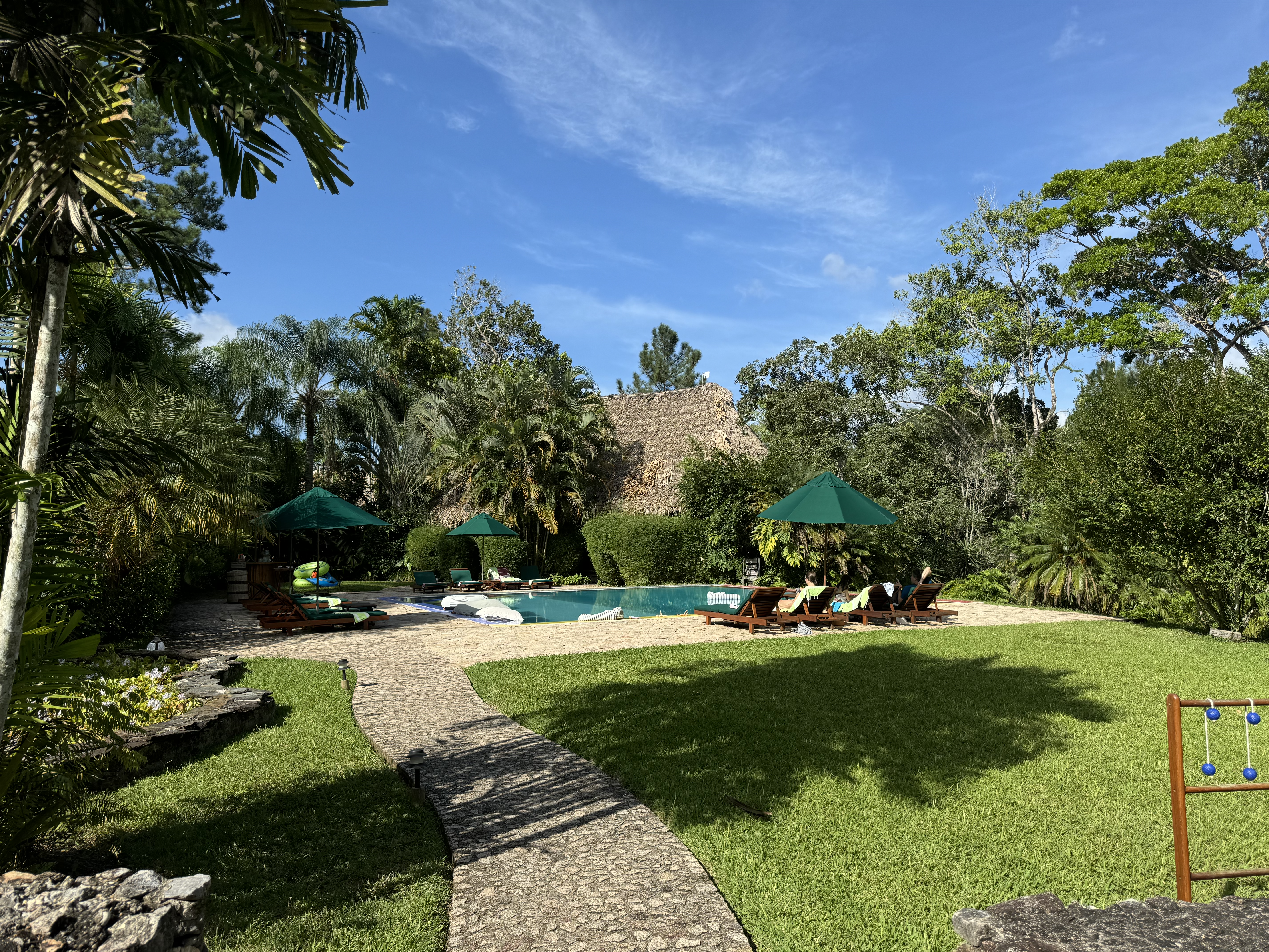 Blancaneaux Lodge pool and Guatemaltecqua Restaurant
