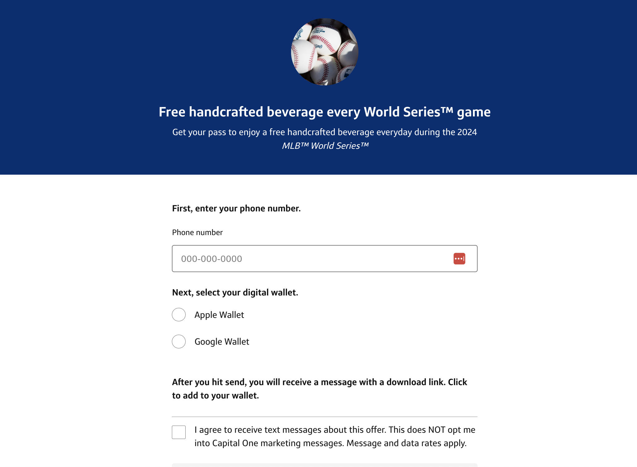 Capital One Cafe free beverage form Capital One Cafe free beverage form
