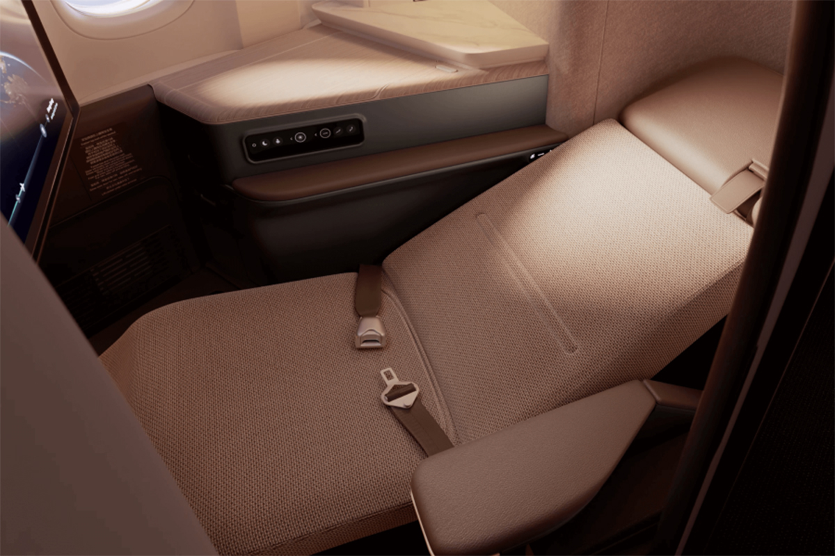 Cathay Pacific Aria Suites seat reclined Cathay Pacific Aria Suites seat reclined
