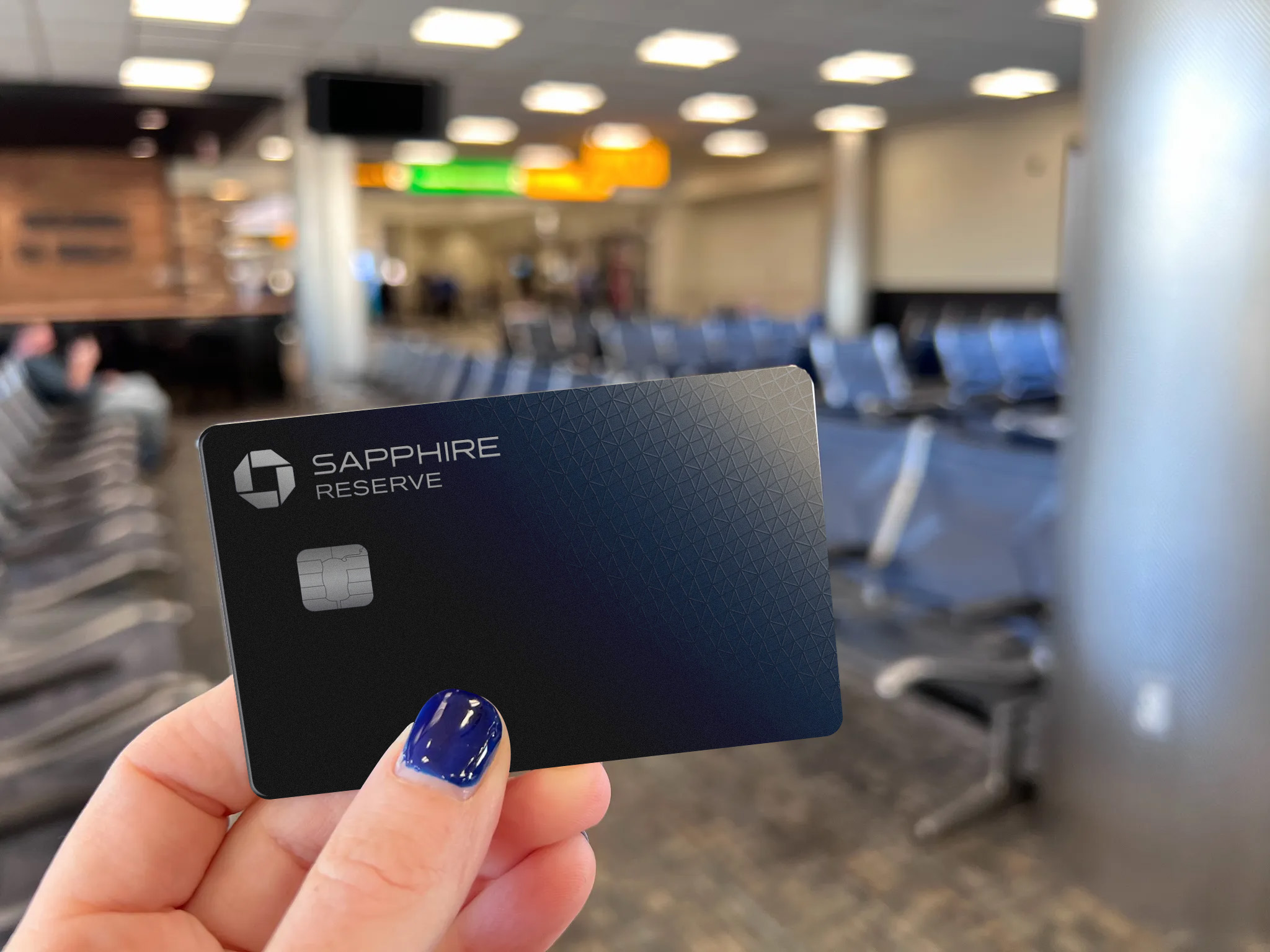 Chase Sapphire Reserve card in an airport