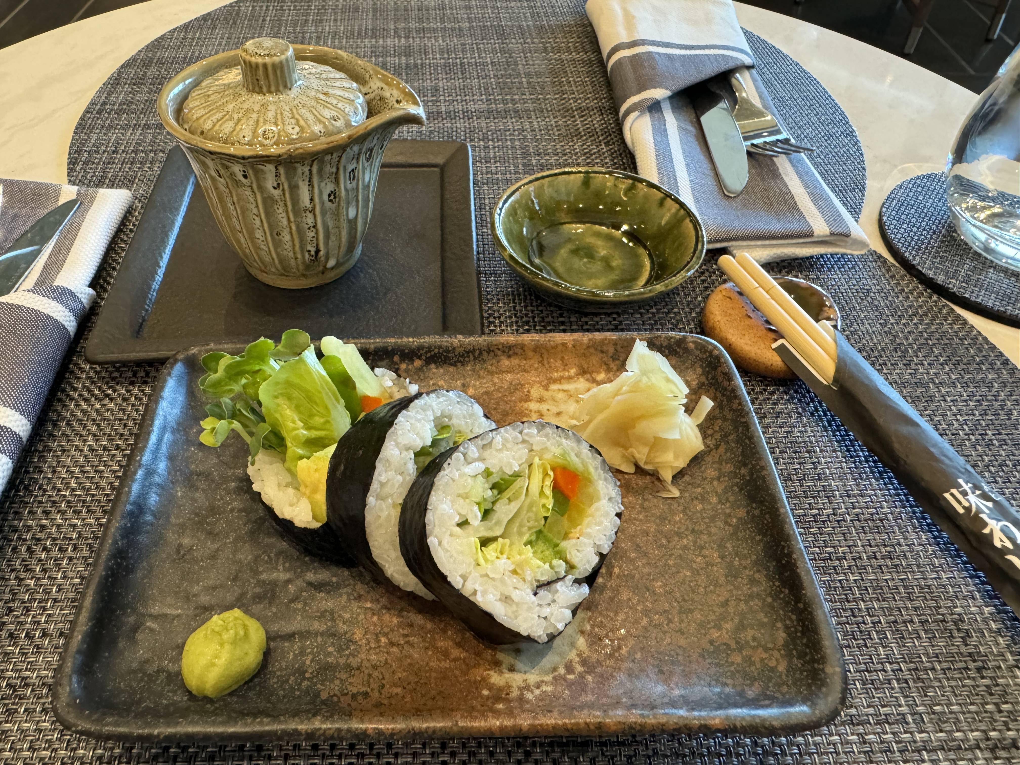 Delta One Lounge LAX Dining Room sushi Delta One Lounge LAX Dining Room sushi