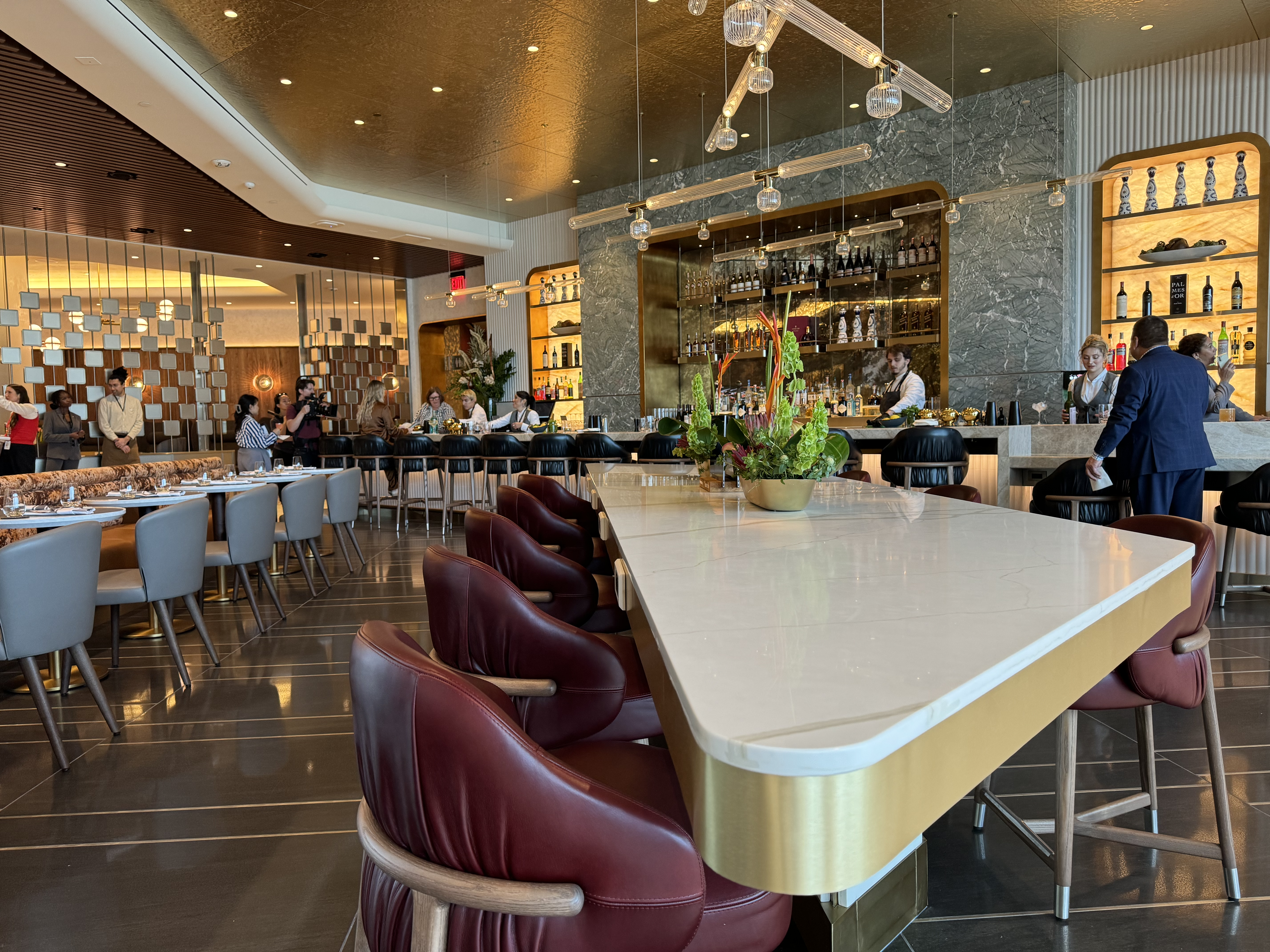 Delta One Lounge LAX Icon Bar view center table Delta One Lounge LAX Icon Bar view center table