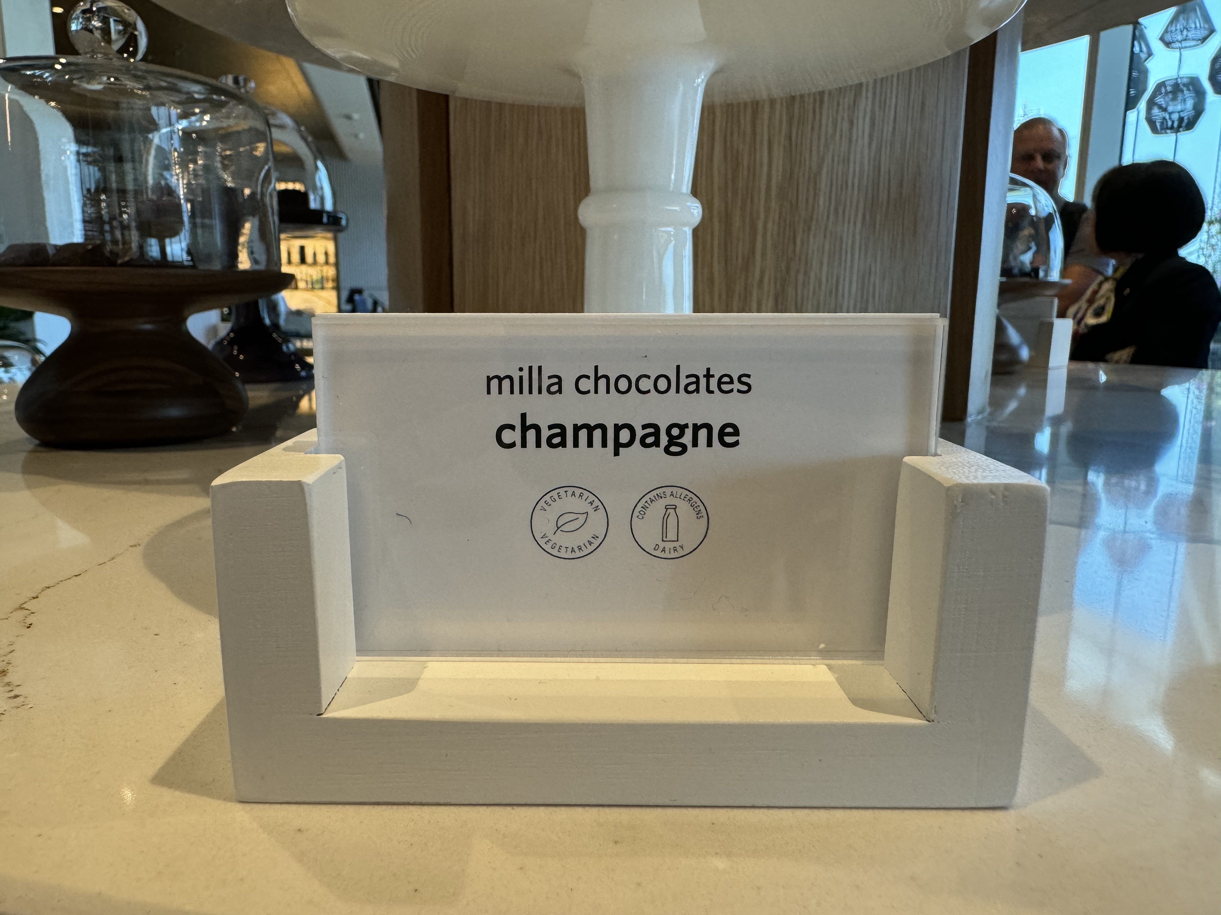 Delta One Lounge LAX dessert table sign Delta One Lounge LAX dessert table sign
