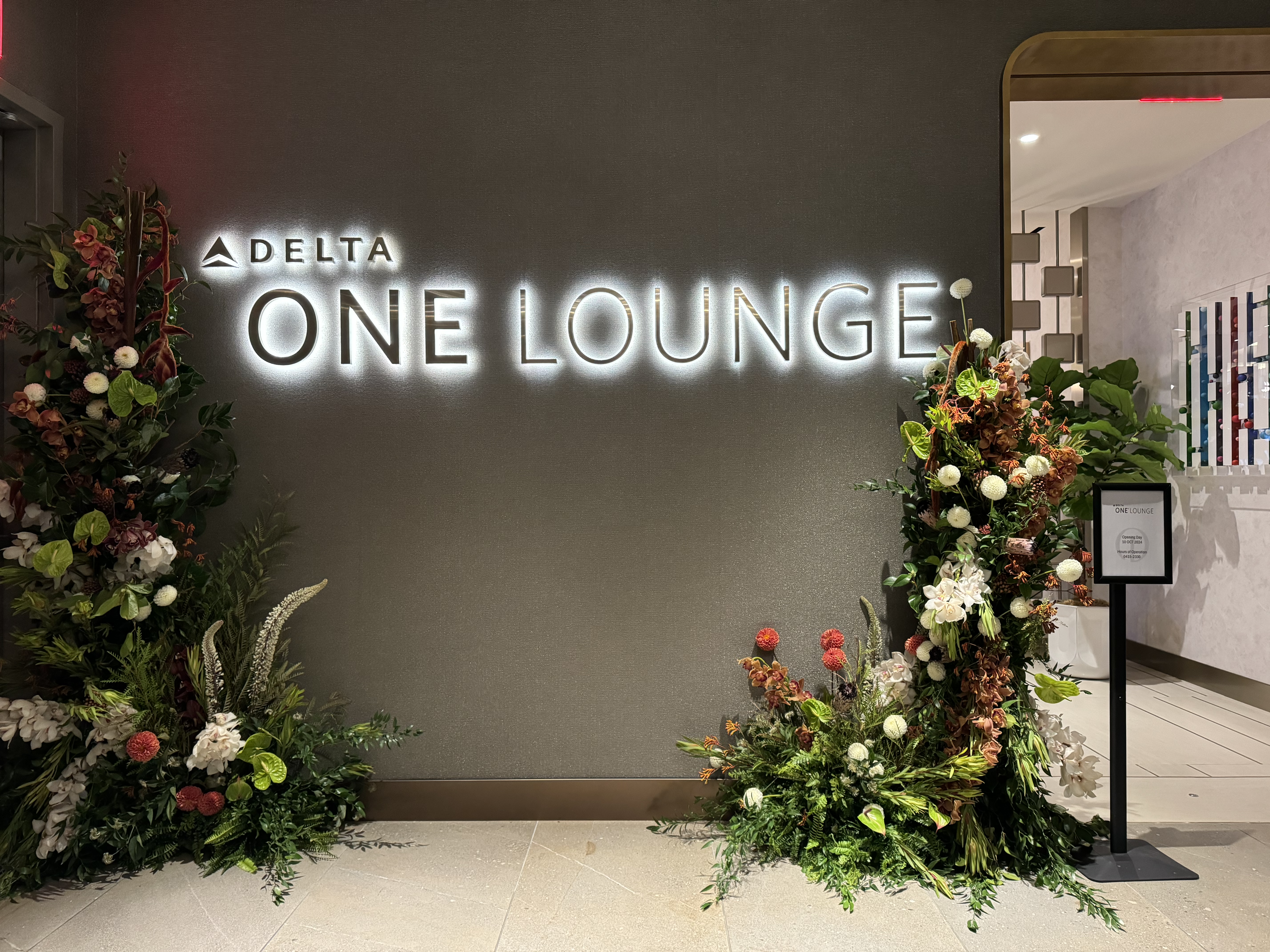 Delta One Lounge LAX lounge entrance sign Delta One Lounge LAX lounge entrance sign