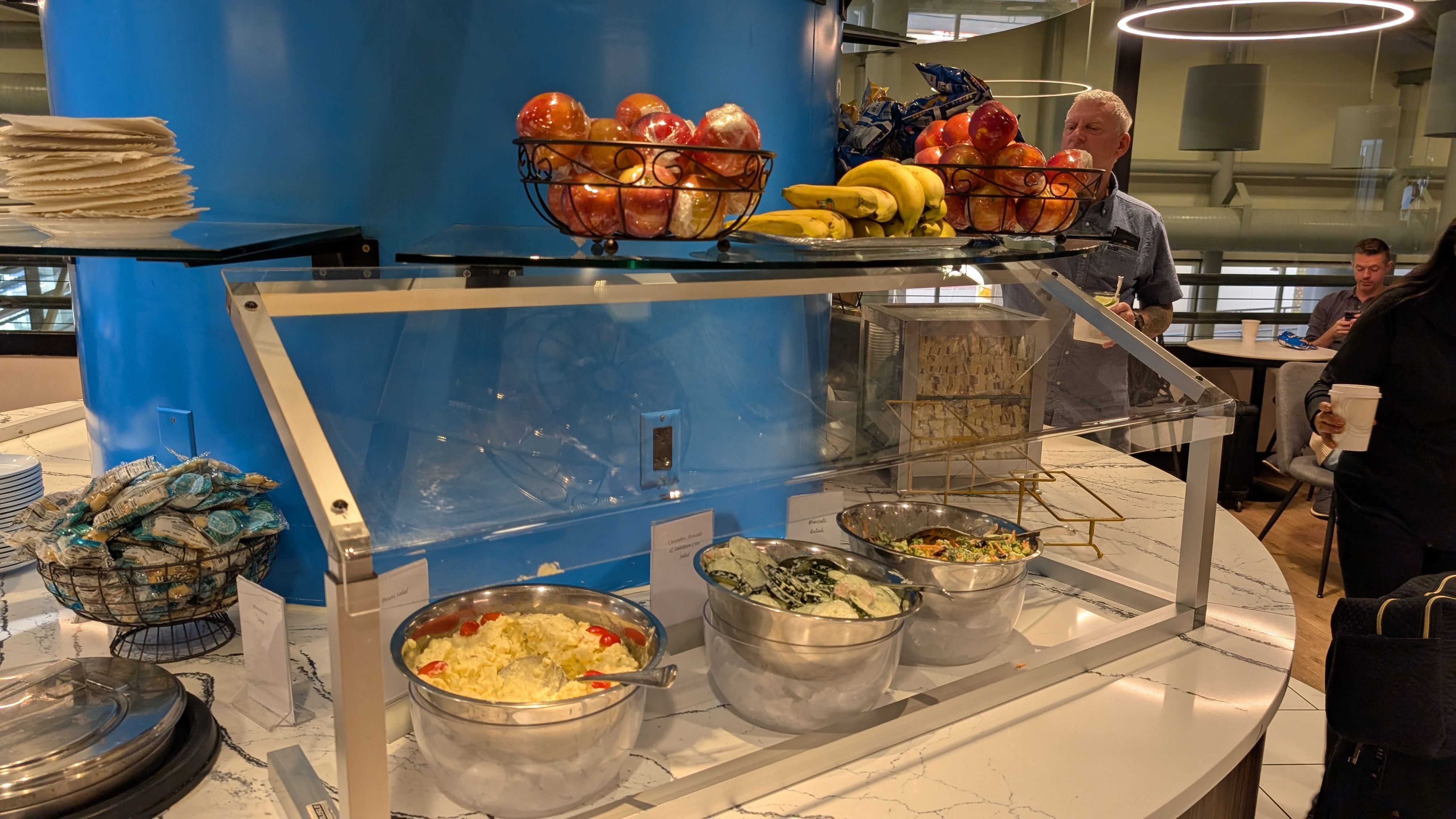 Frontier IAH to ONT Terminal D KLM Crown Lounge cold buffet Frontier IAH to ONT Terminal D KLM Crown Lounge cold buffet