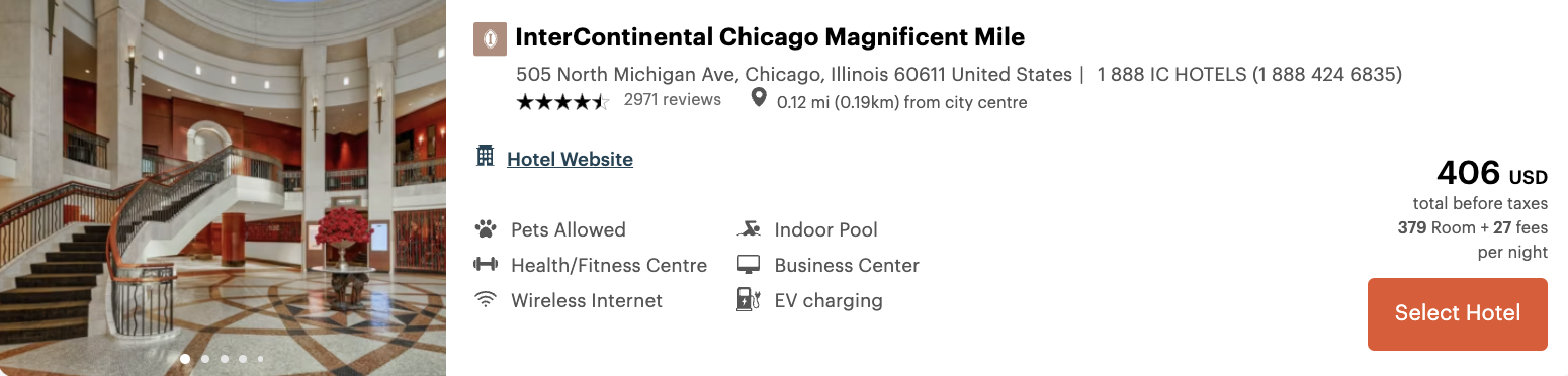 InterContinental Chicago Magnificent Mile cash rate InterContinental Chicago Magnificent Mile cash rate