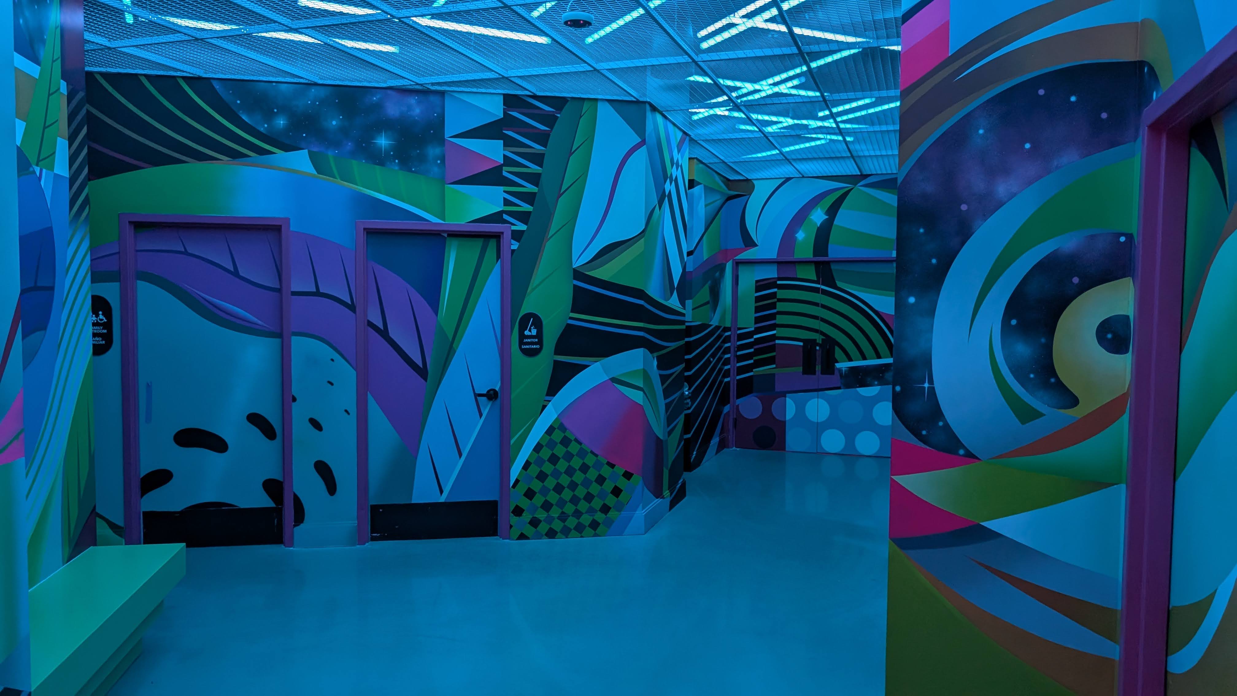 Meow Wolf Houston Cowboix Hevvven restroom entrances Meow Wolf Houston Cowboix Hevvven restroom entrances