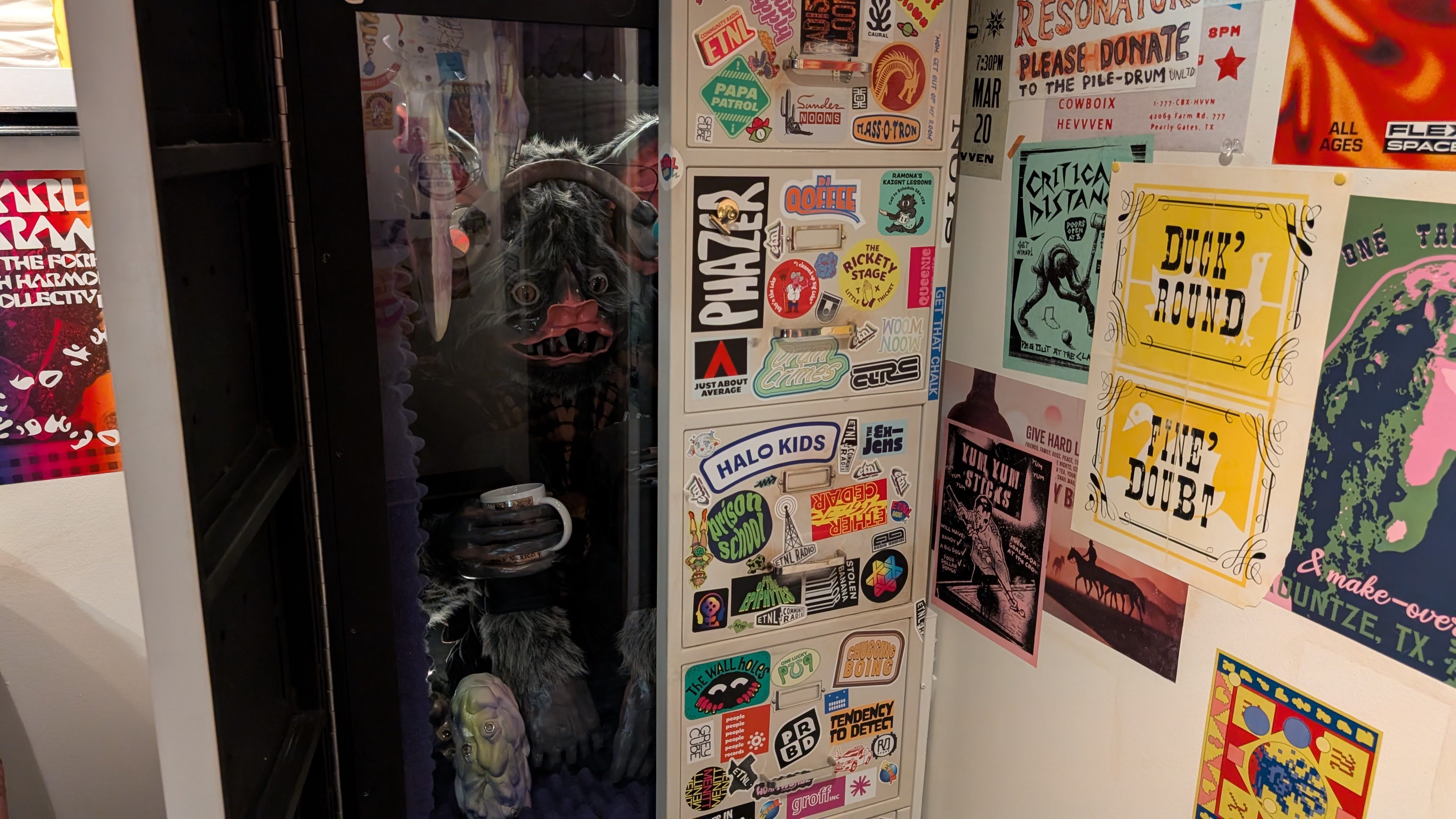 Meow Wolf Houston ETNL Radio creature in a file cabinet Meow Wolf Houston ETNL Radio creature in a file cabinet