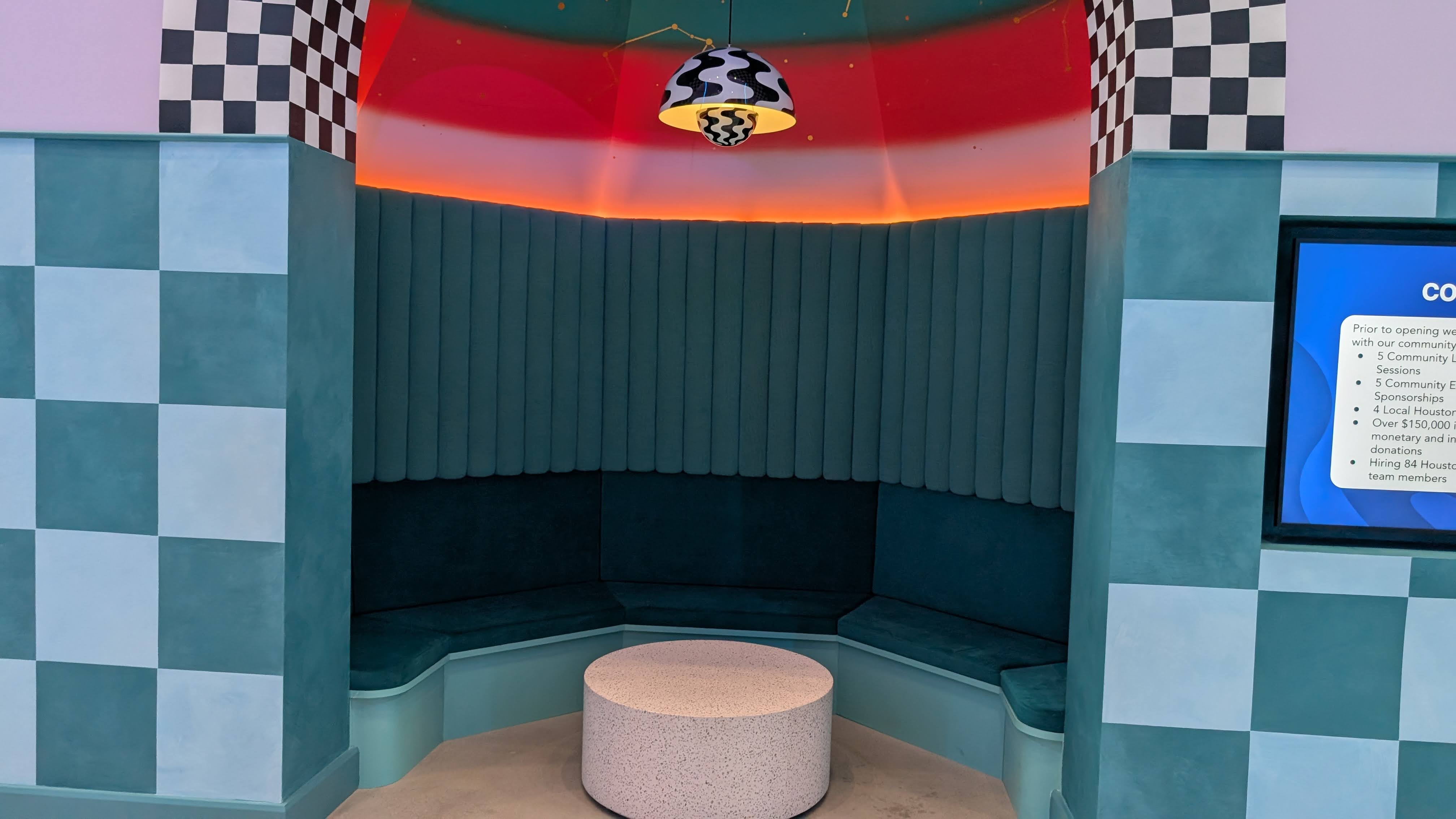 Meow Wolf Houston lobby seating Meow Wolf Houston lobby seating