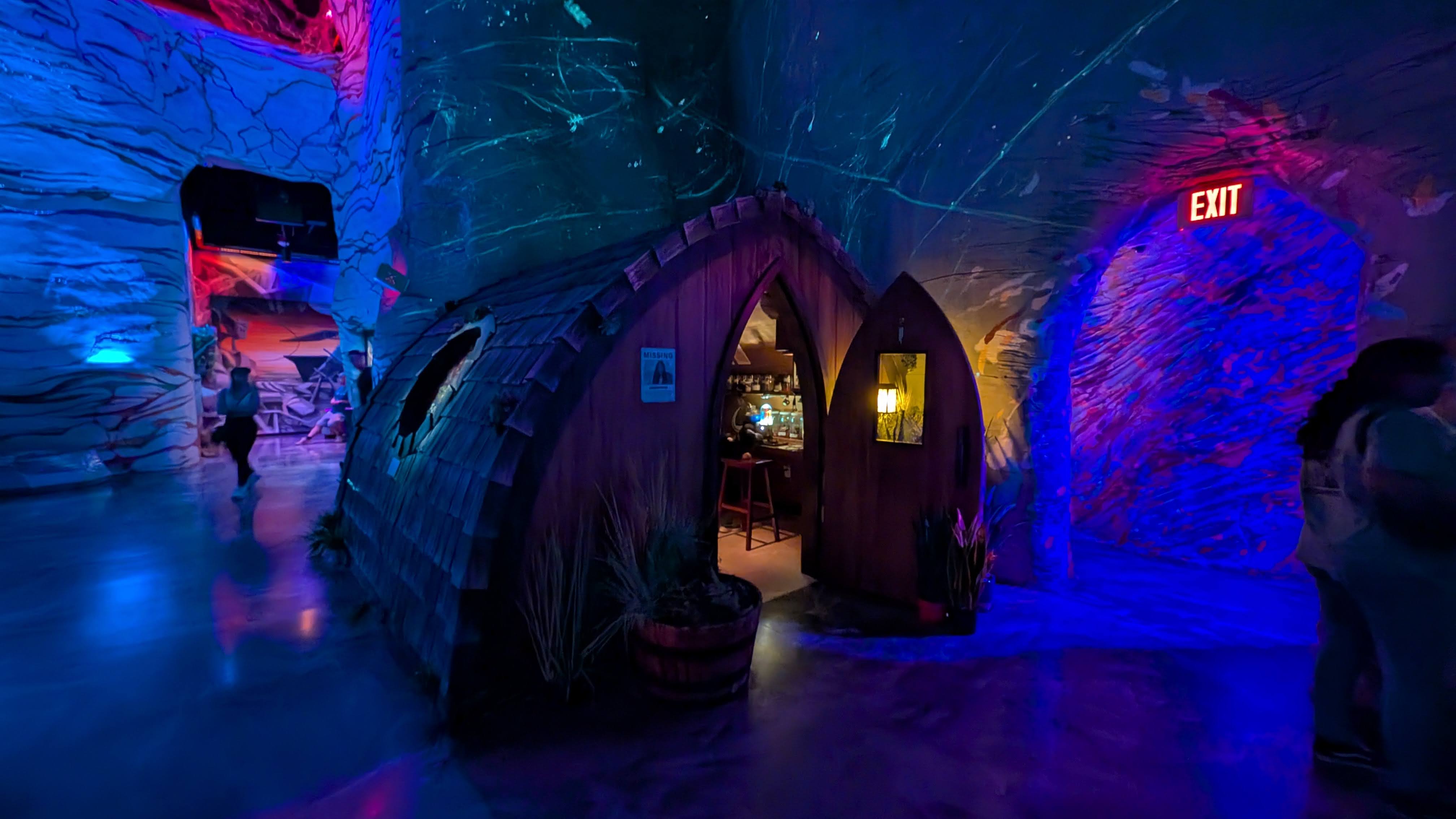 Meow Wolf Las Vegas Omega Mart Seven Monolith Village hut and specimen room Meow Wolf Las Vegas Omega Mart Seven Monolith Village hut and specimen room