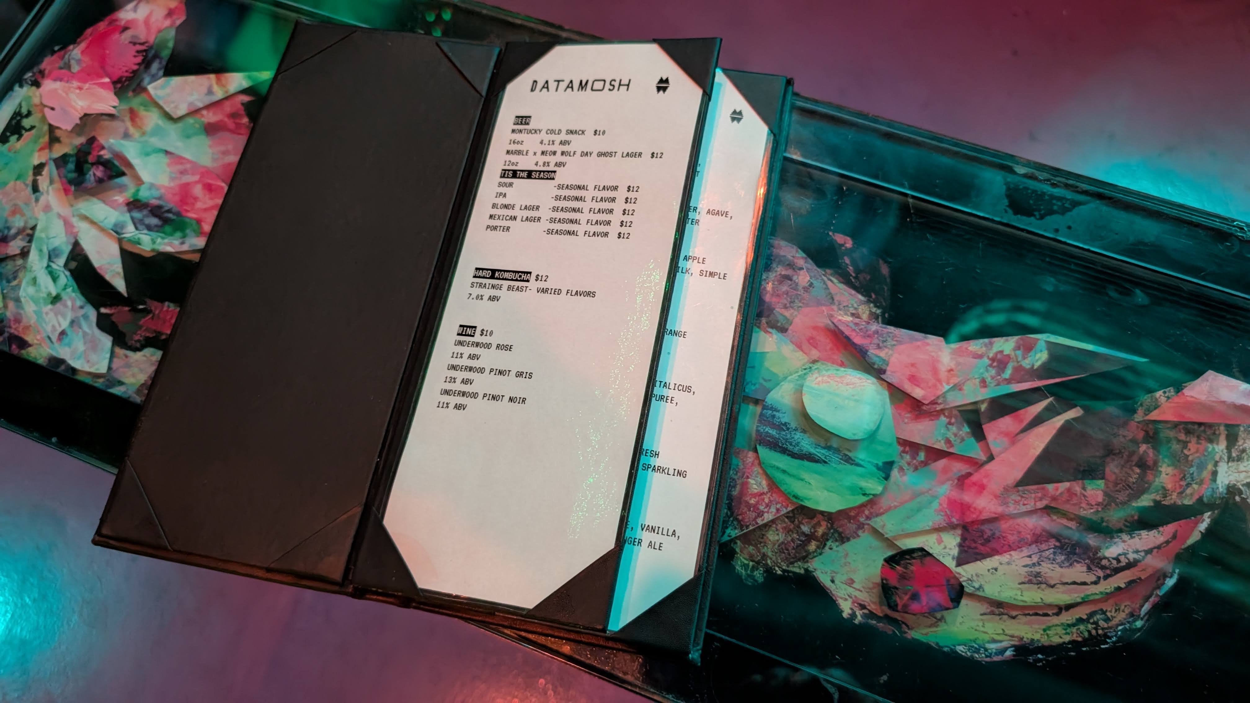 Meow Wolf Las Vegas Omega Mart bar menu Meow Wolf Las Vegas Omega Mart bar menu