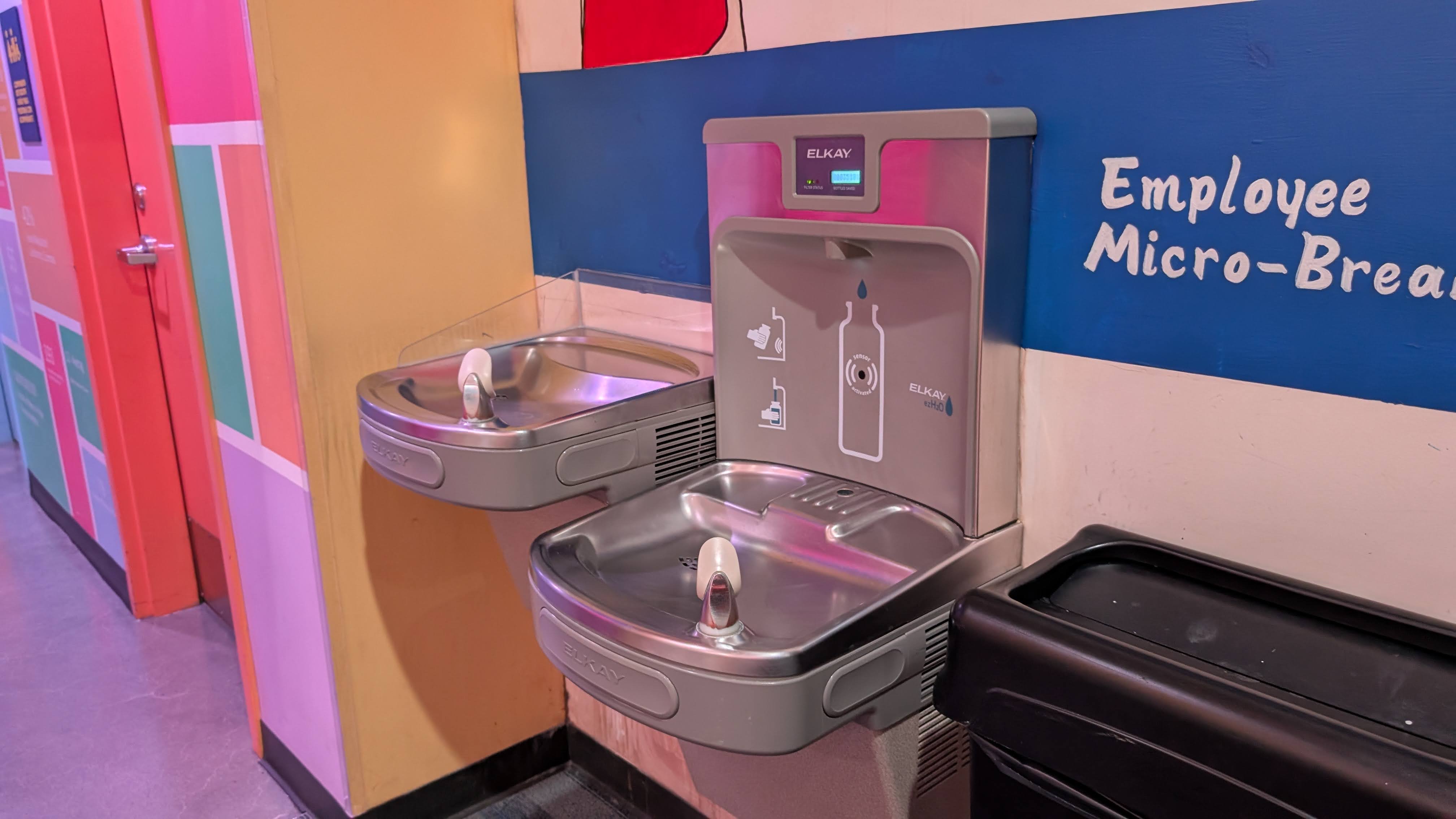 Meow Wolf Las Vegas Omega Mart break room water fountains Meow Wolf Las Vegas Omega Mart break room water fountains