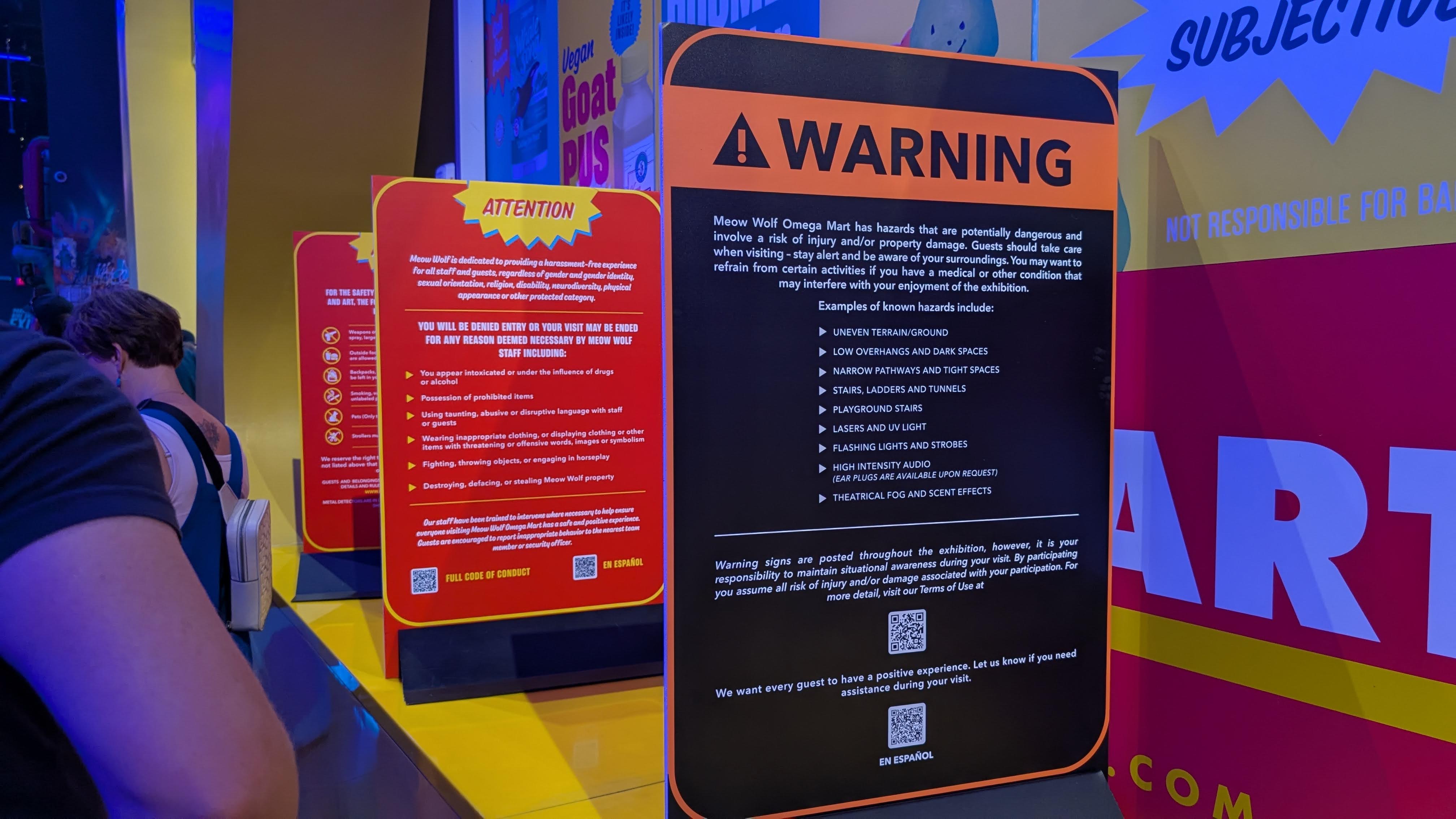 Meow Wolf Las Vegas Omega Mart entrance signs Meow Wolf Las Vegas Omega Mart entrance signs
