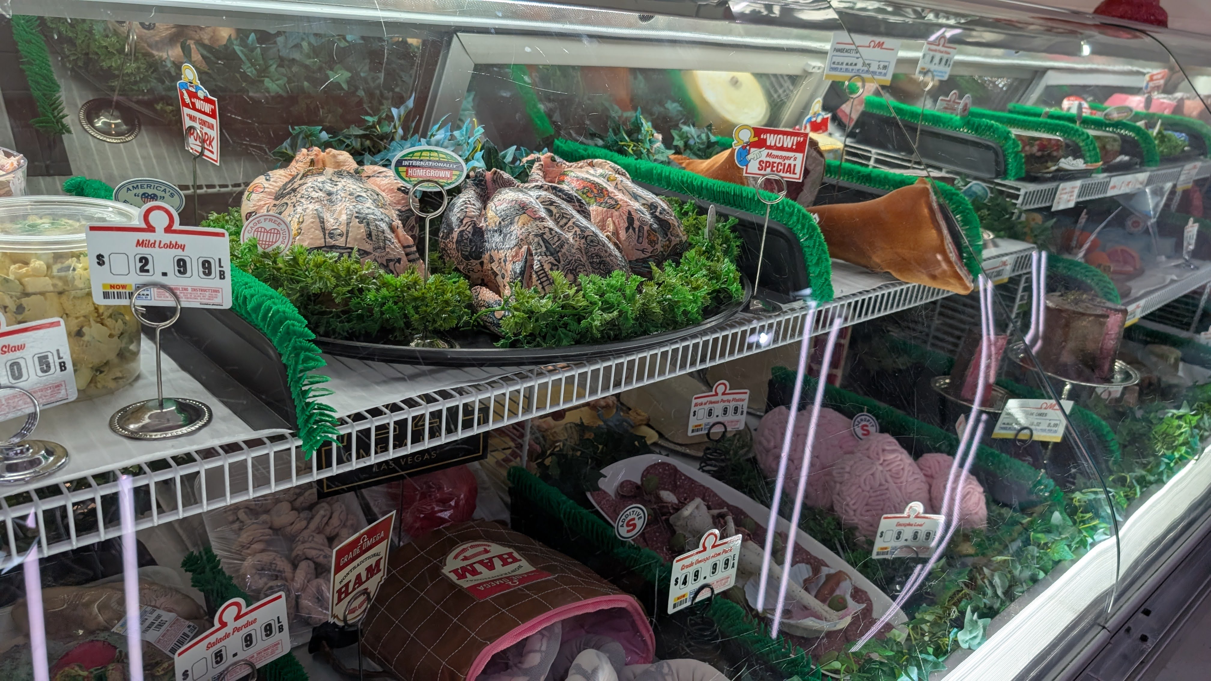 Meow Wolf Las Vegas Omega Mart meat case Meow Wolf Las Vegas Omega Mart meat case
