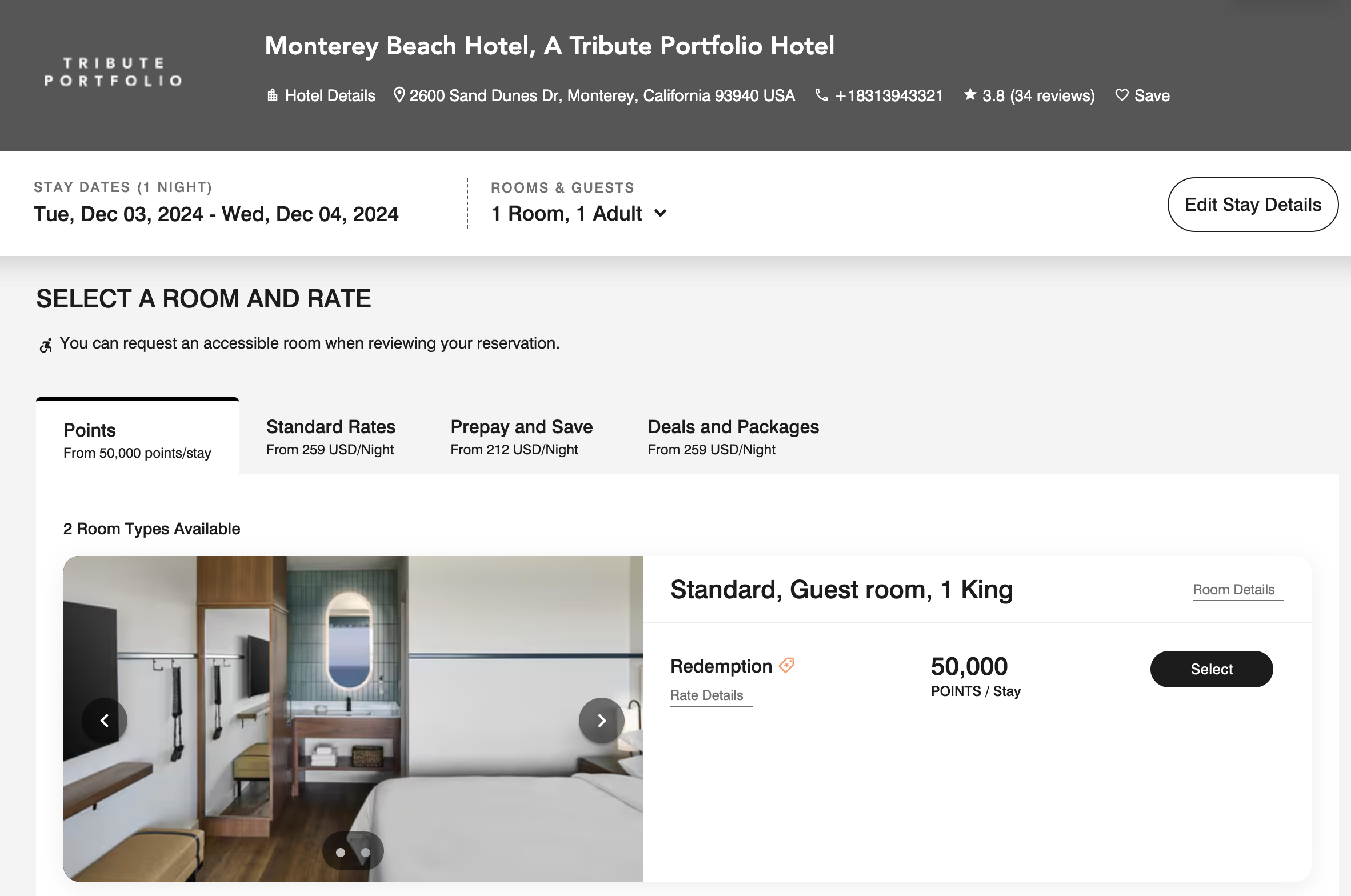 Monterey Beach Hotel cost in Marriott points Monterey Beach Hotel cost in Marriott points